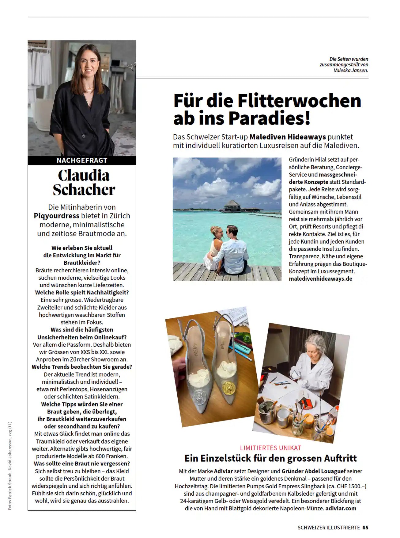 Presseartikel und Interview über PIQYOURDRESS in der Schweizer Illustrierte Zeitschrift