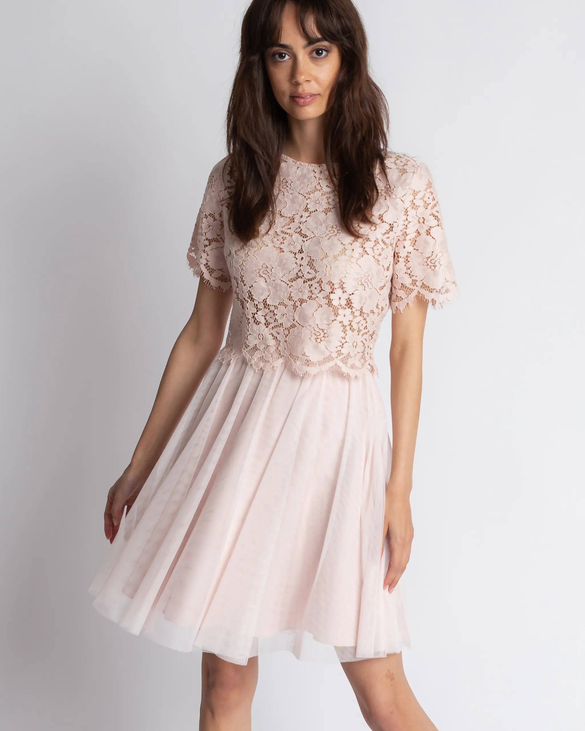 Kurzer Mini Tüllrock in rosa Ansicht vorne