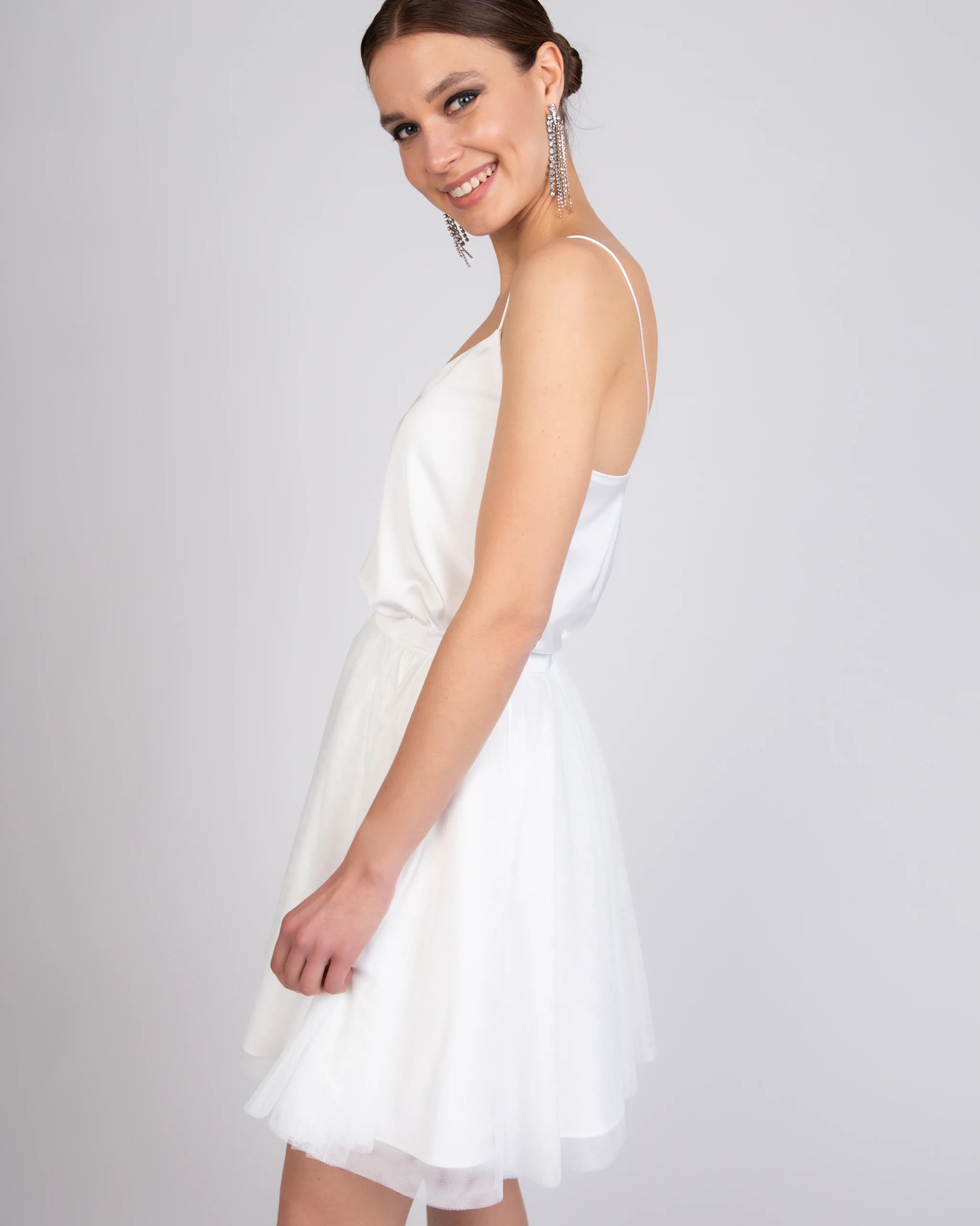 Mini Braut Tüllrock Ivory Ansicht Seite