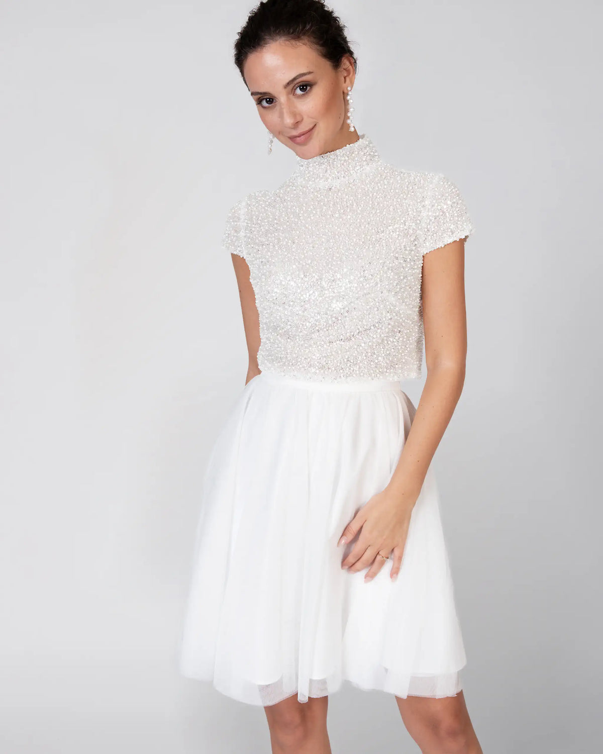 Mini Braut Tüllrock Ivory Ansicht Seite