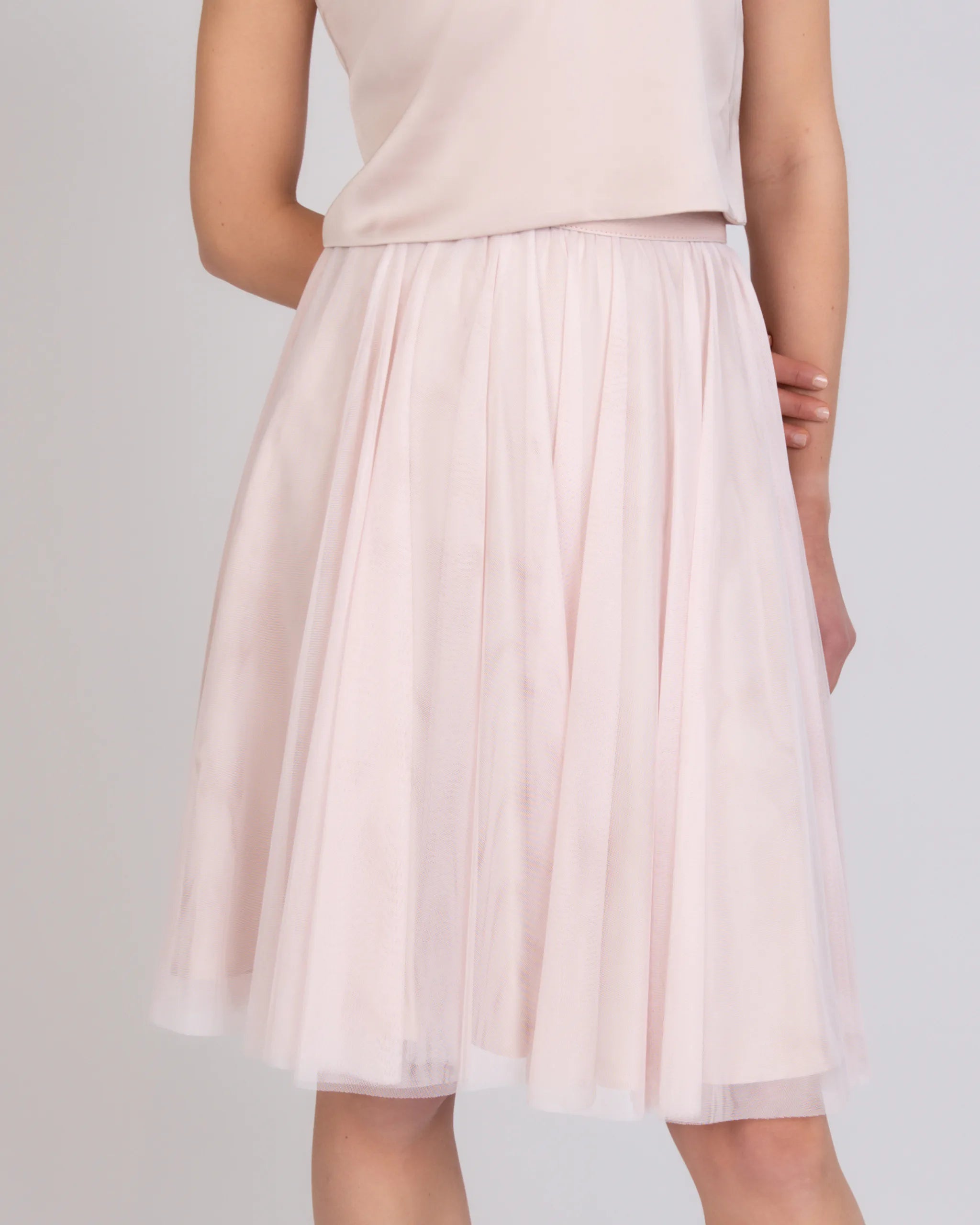 Knielanger Tüllrock kurz in rosa Detailansicht