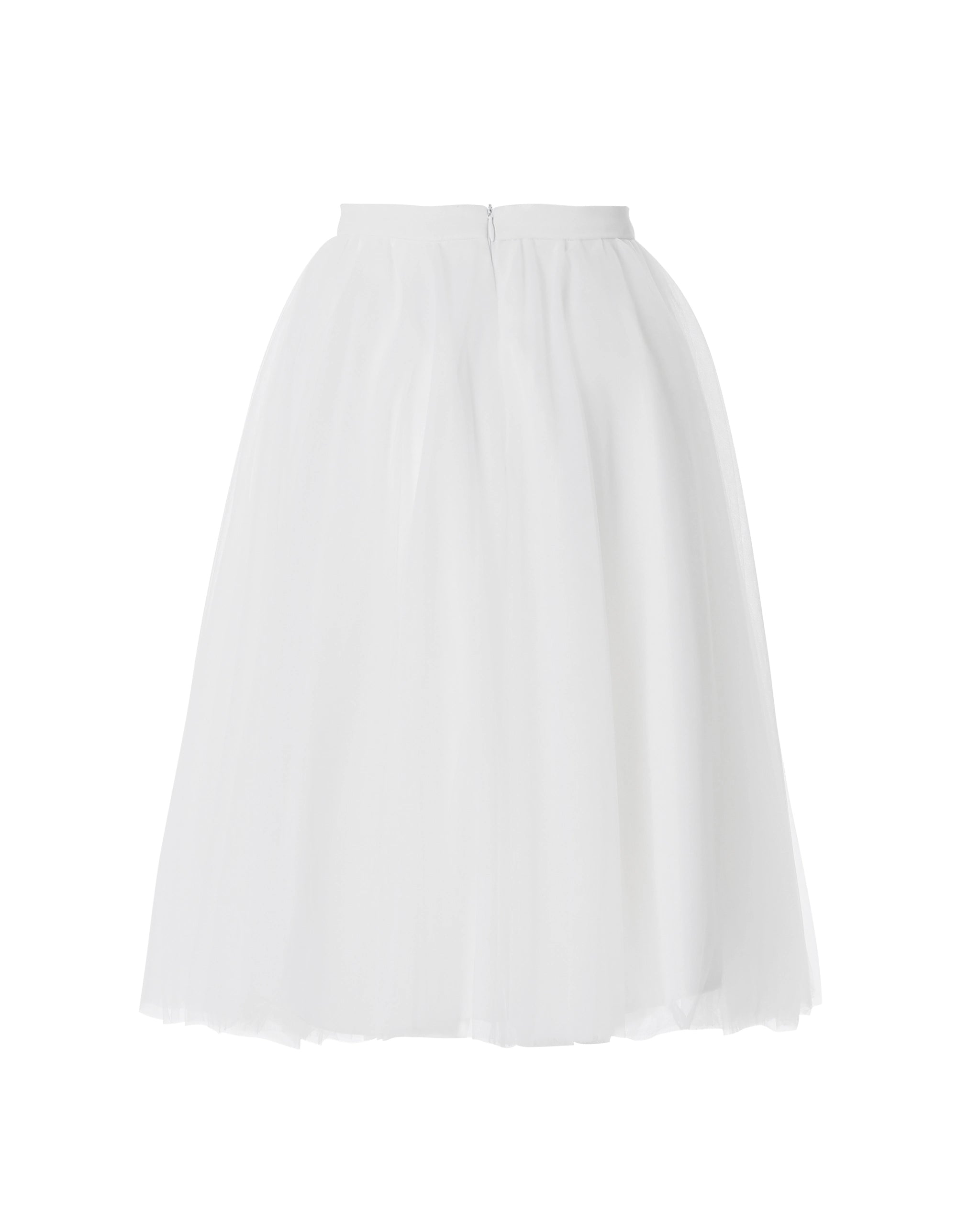 Knielanger Braut Tüllrock kurz Freisteller hinten