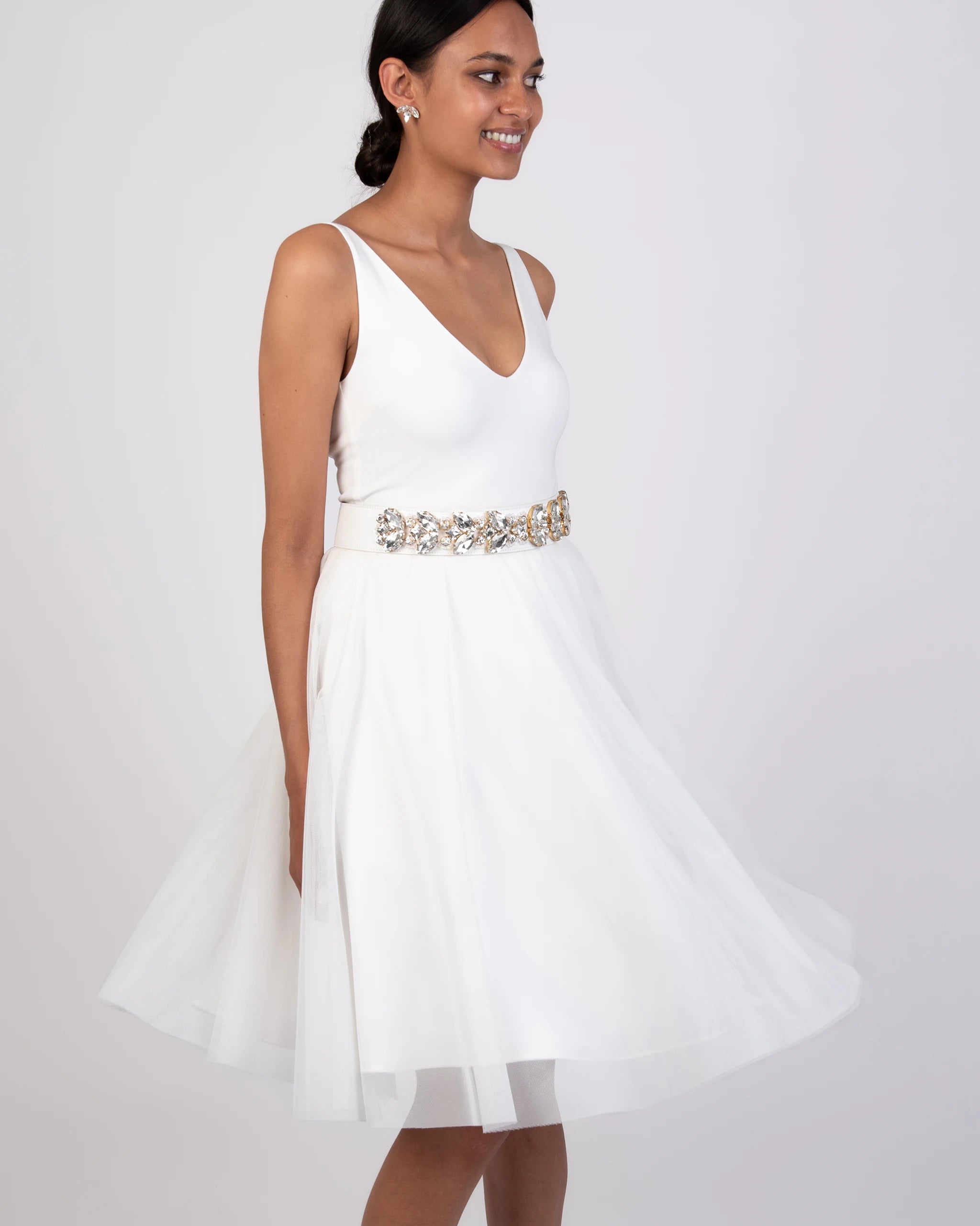 Knielanger Braut Tüllrock kurz Ansicht vorne