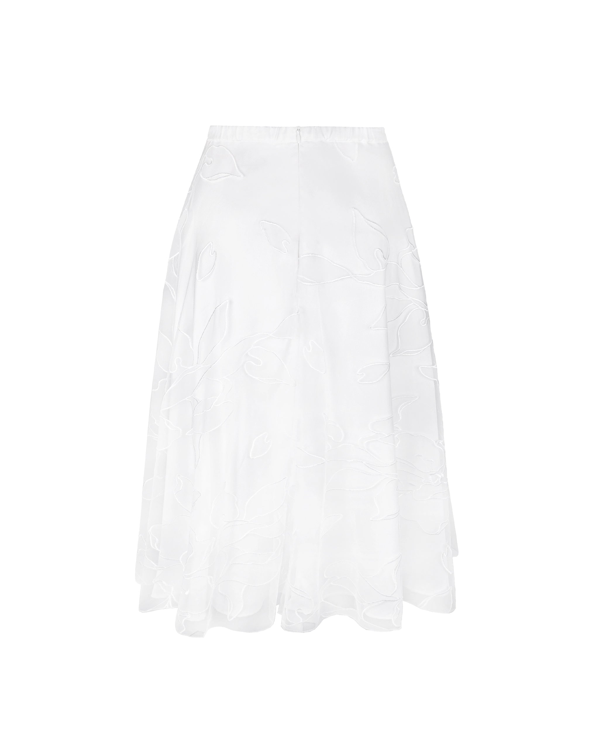 Knielanger Tüllrock mit Blumen bestickt Freisteller hinten