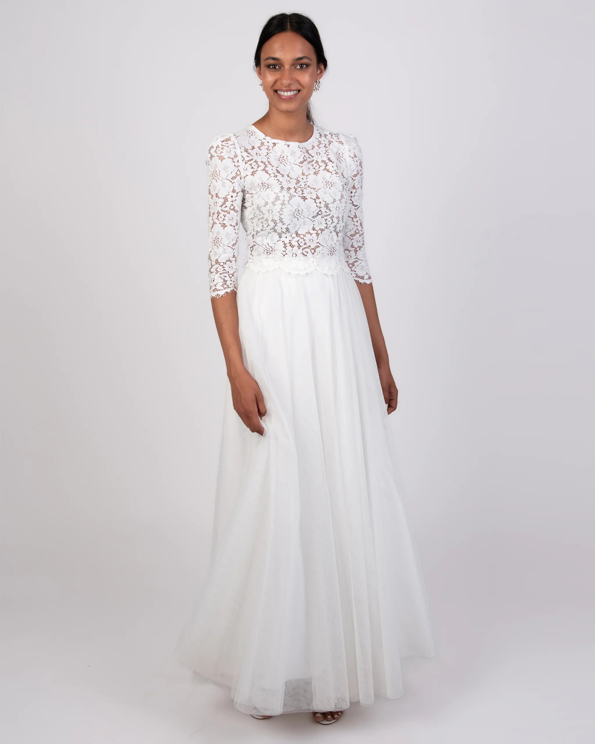 Bodenlanger Braut Tüllrock Ivory Ansicht vorne