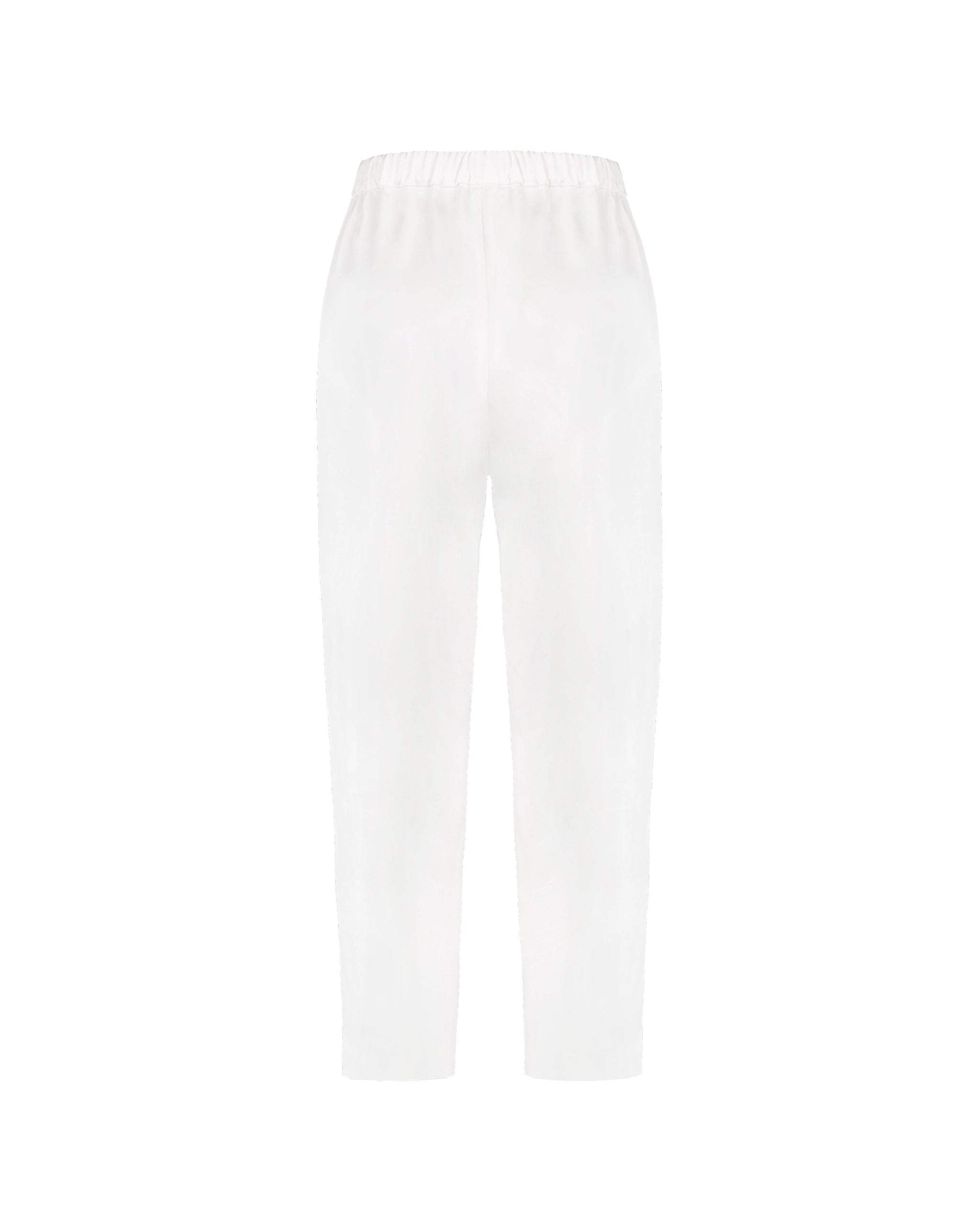 Schmal zulaufende Brauthose aus Satin ivory Freisteller hinten