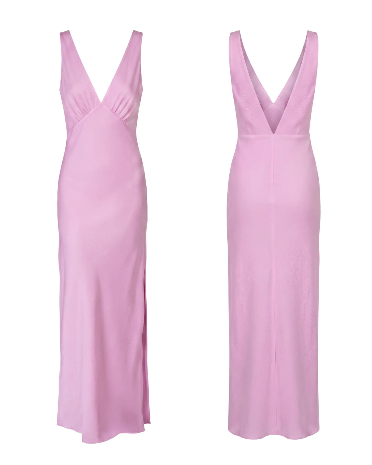 Aermelloses Abendkleid in pink mit V-Ausschnitt - Freisteller