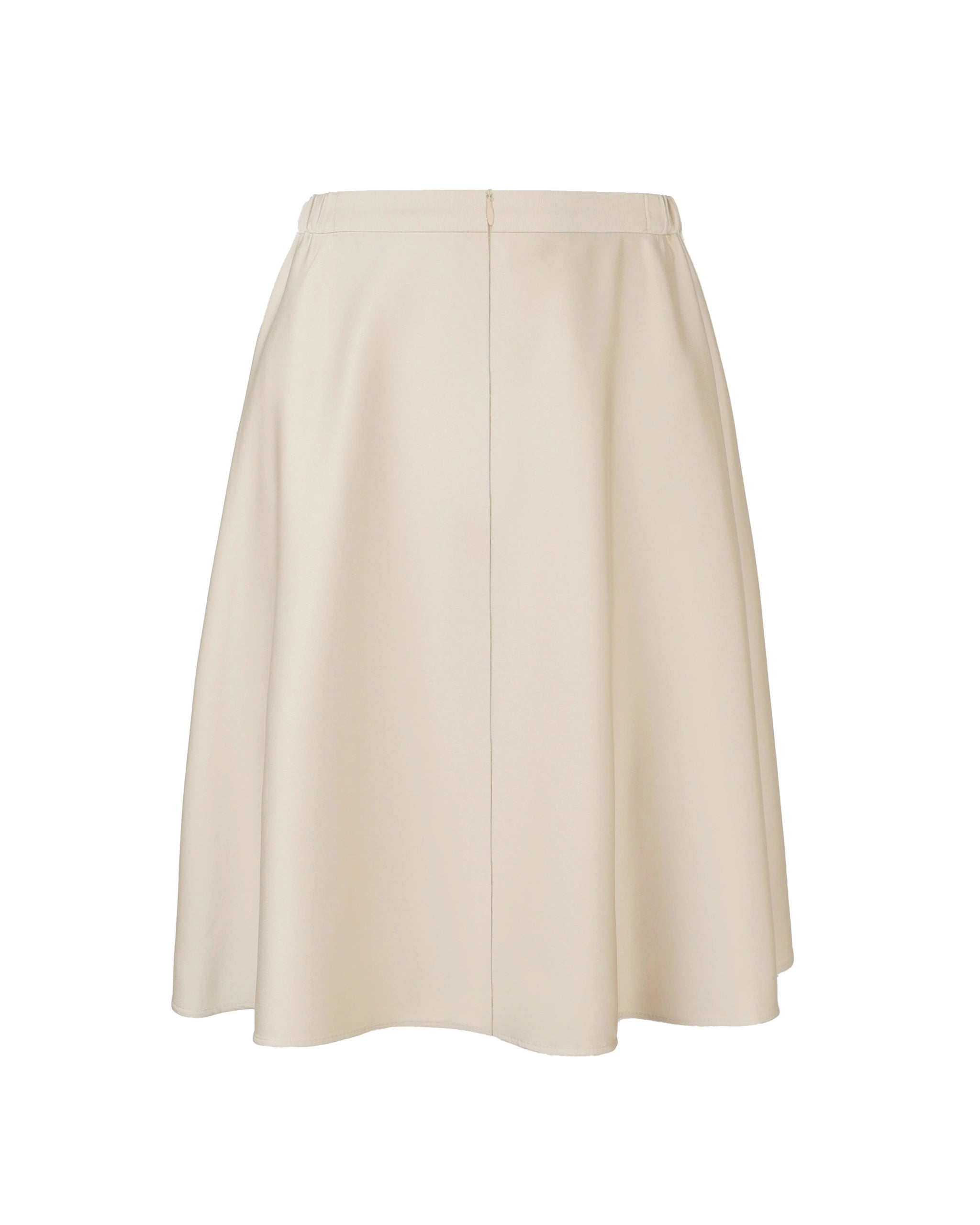 Kurzer Mini Satinrock in champagne Freisteller hinten