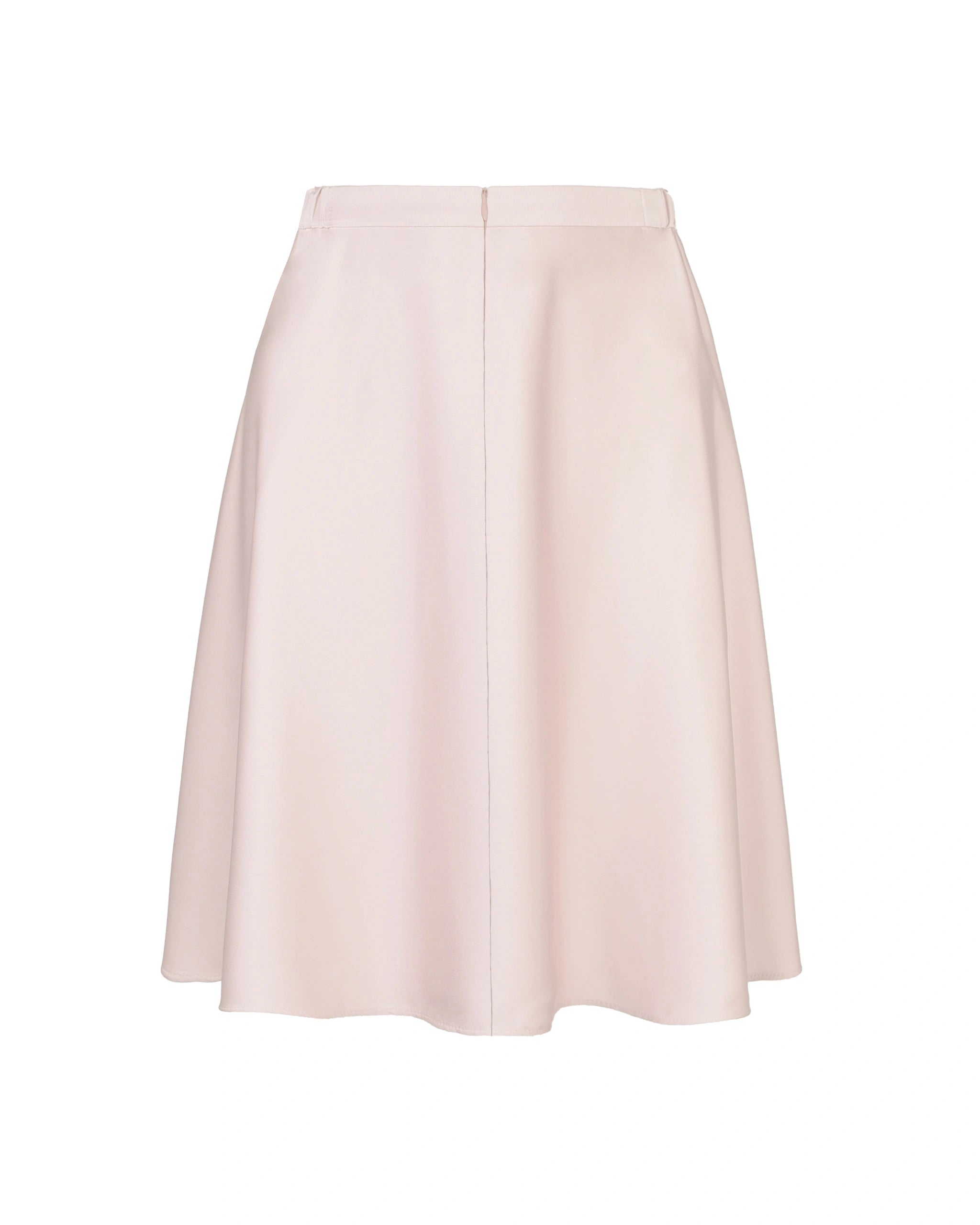 Kurzer Mini Satinrock in rosa Freisteller hinten