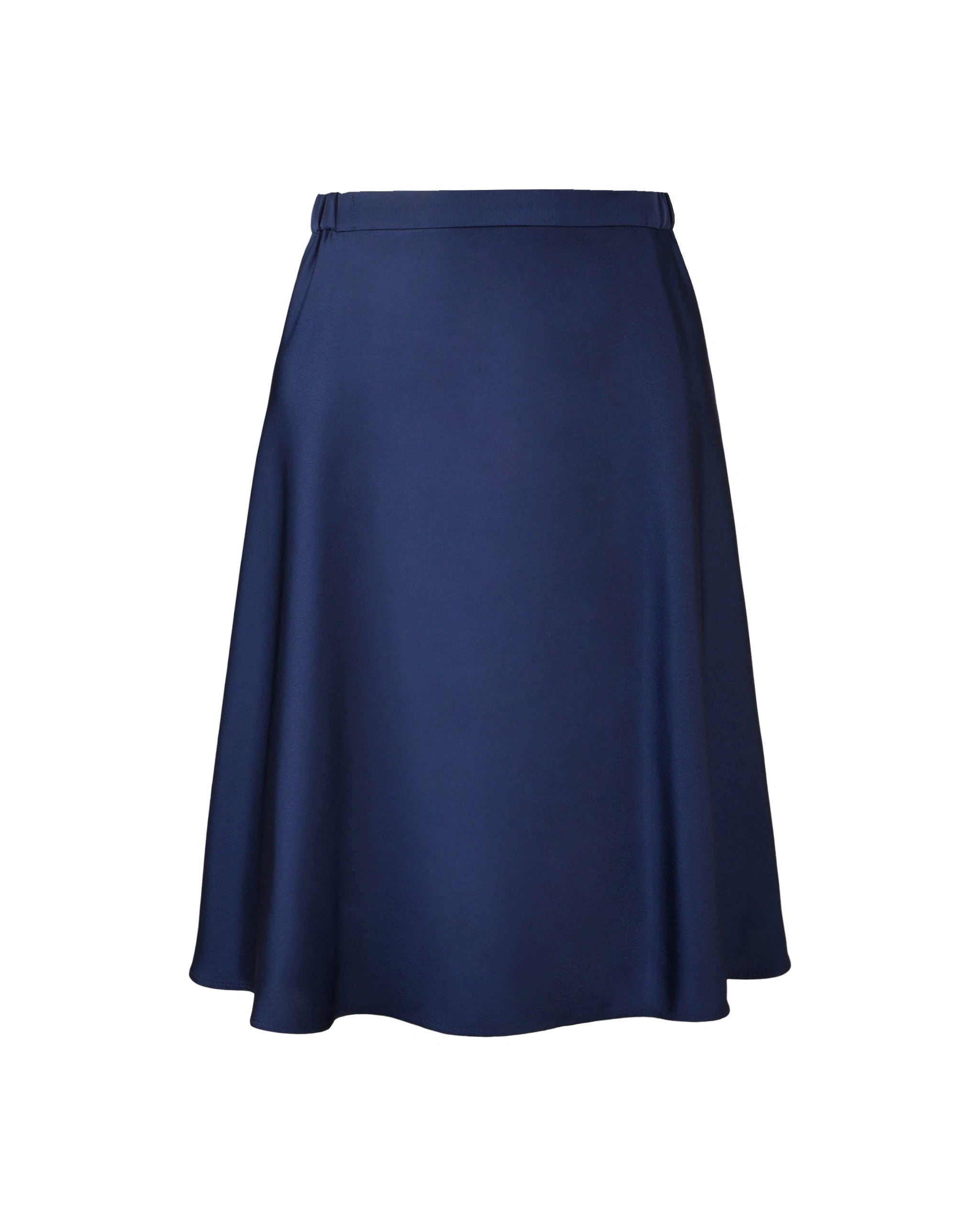 Kurzer Mini Satinrock in dunkelblau Freisteller vorne