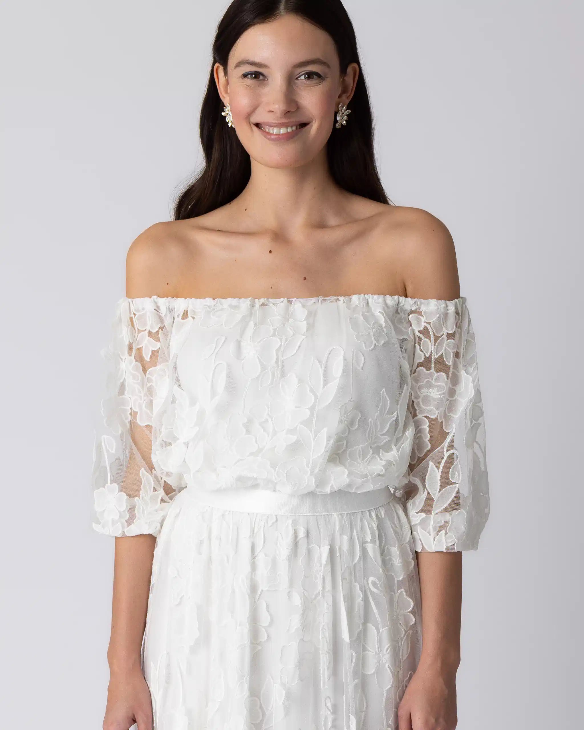 Off-Shoulder Boho Braut Top Ansicht vorne