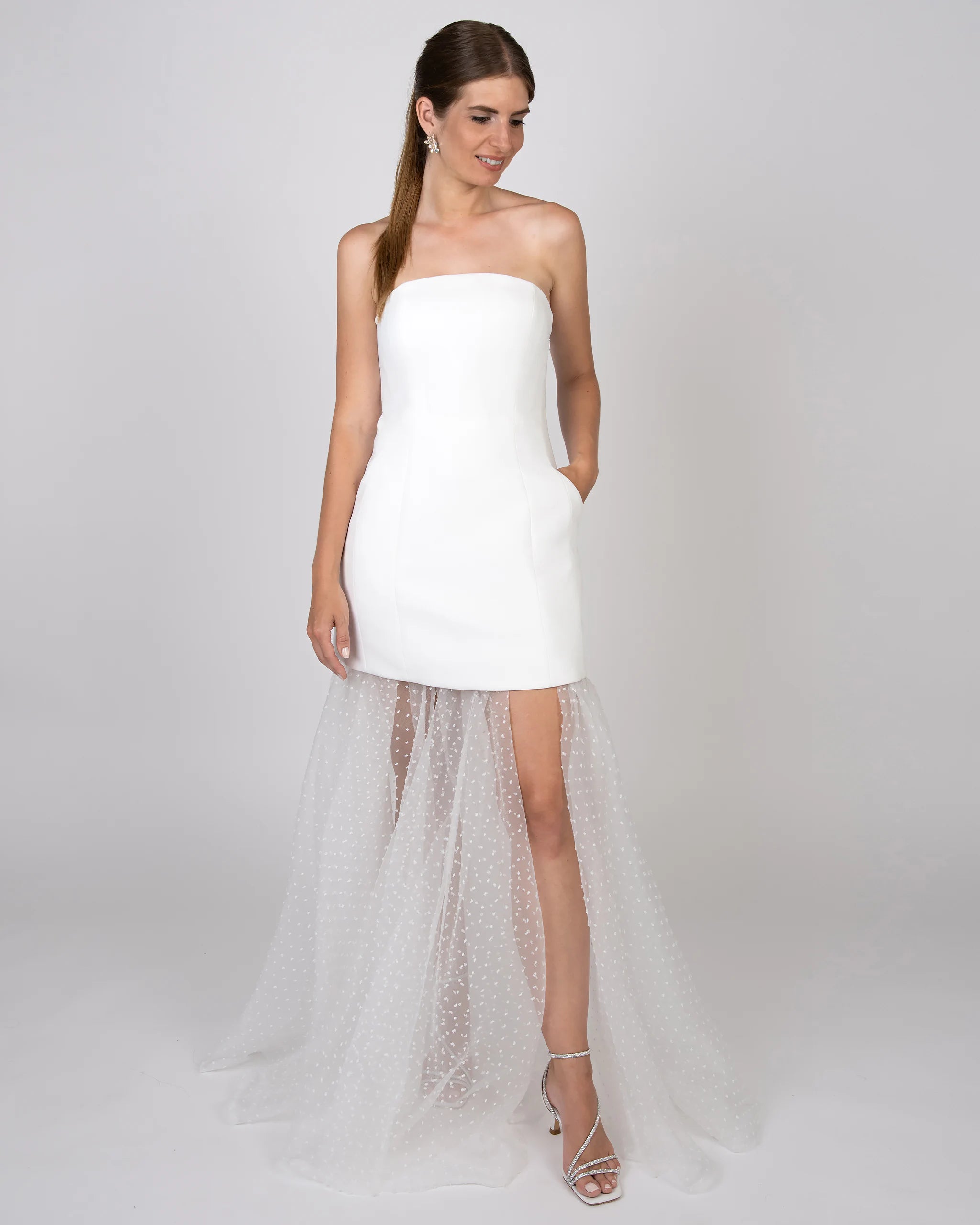 Braut Überrock aus Organza mit Punkten Ansicht vorne
