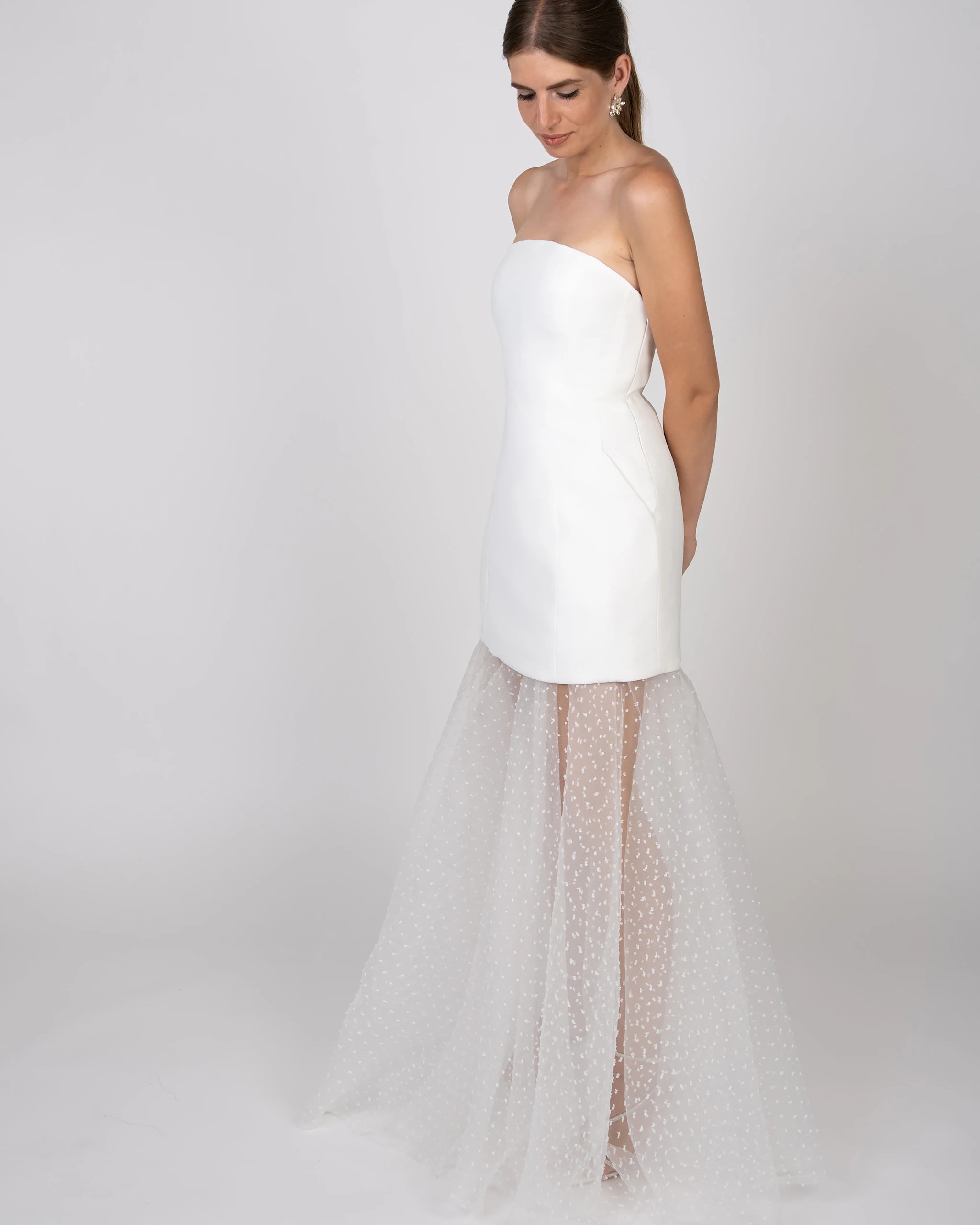 Braut Überrock aus Organza mit Punkten Ansicht Seite