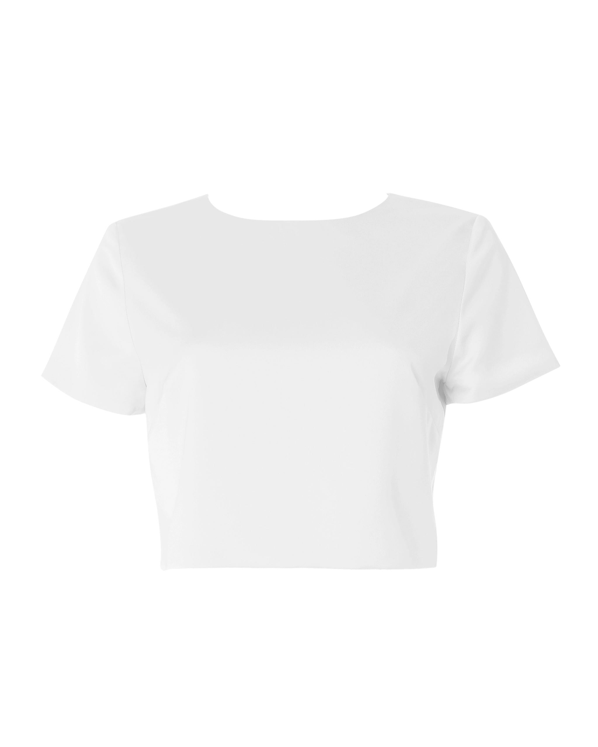 Kurzarm Braut Crop Top aus Satin Freisteller vorne