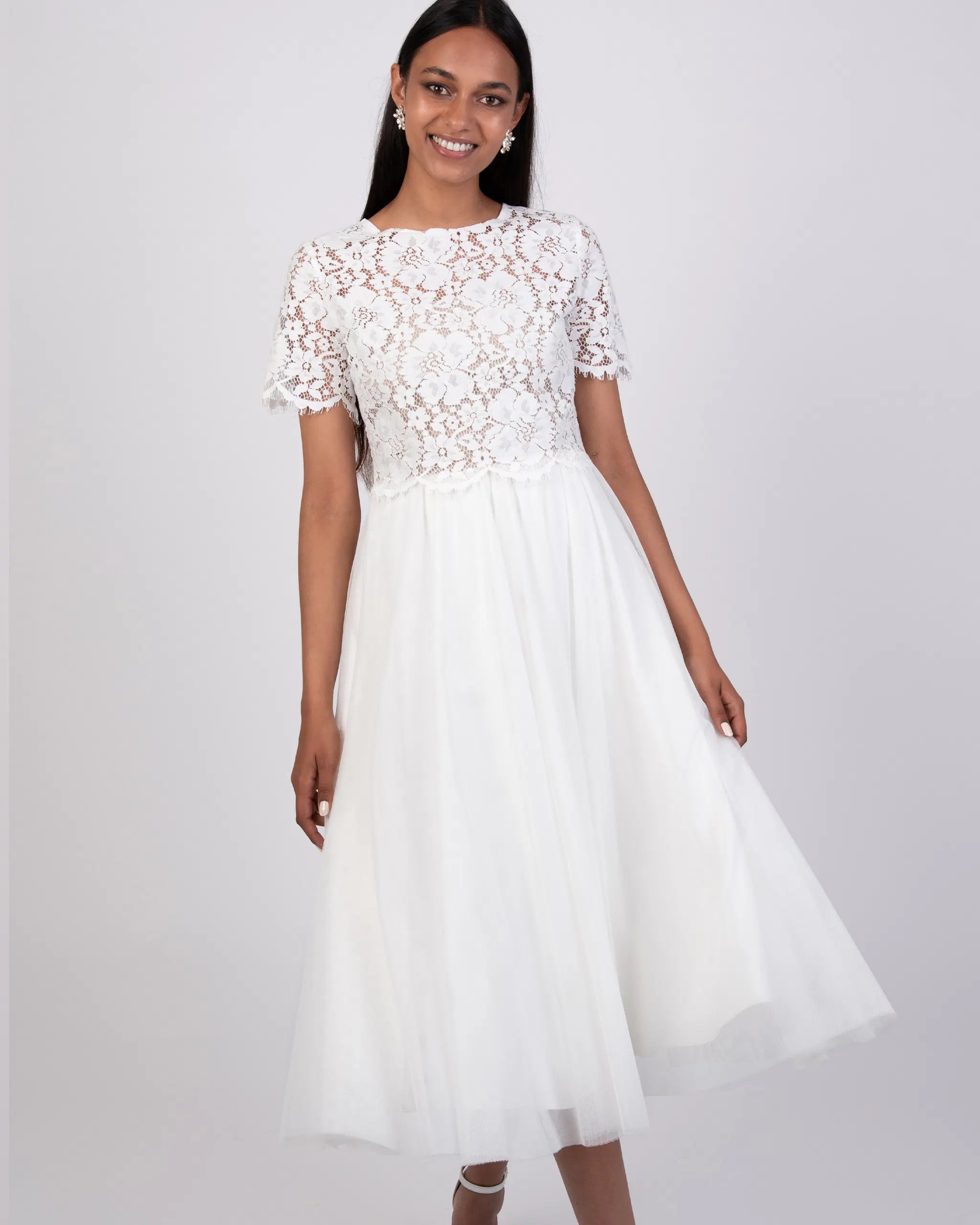 Braut Crop Top aus Vintage Spitze Ansicht vorne