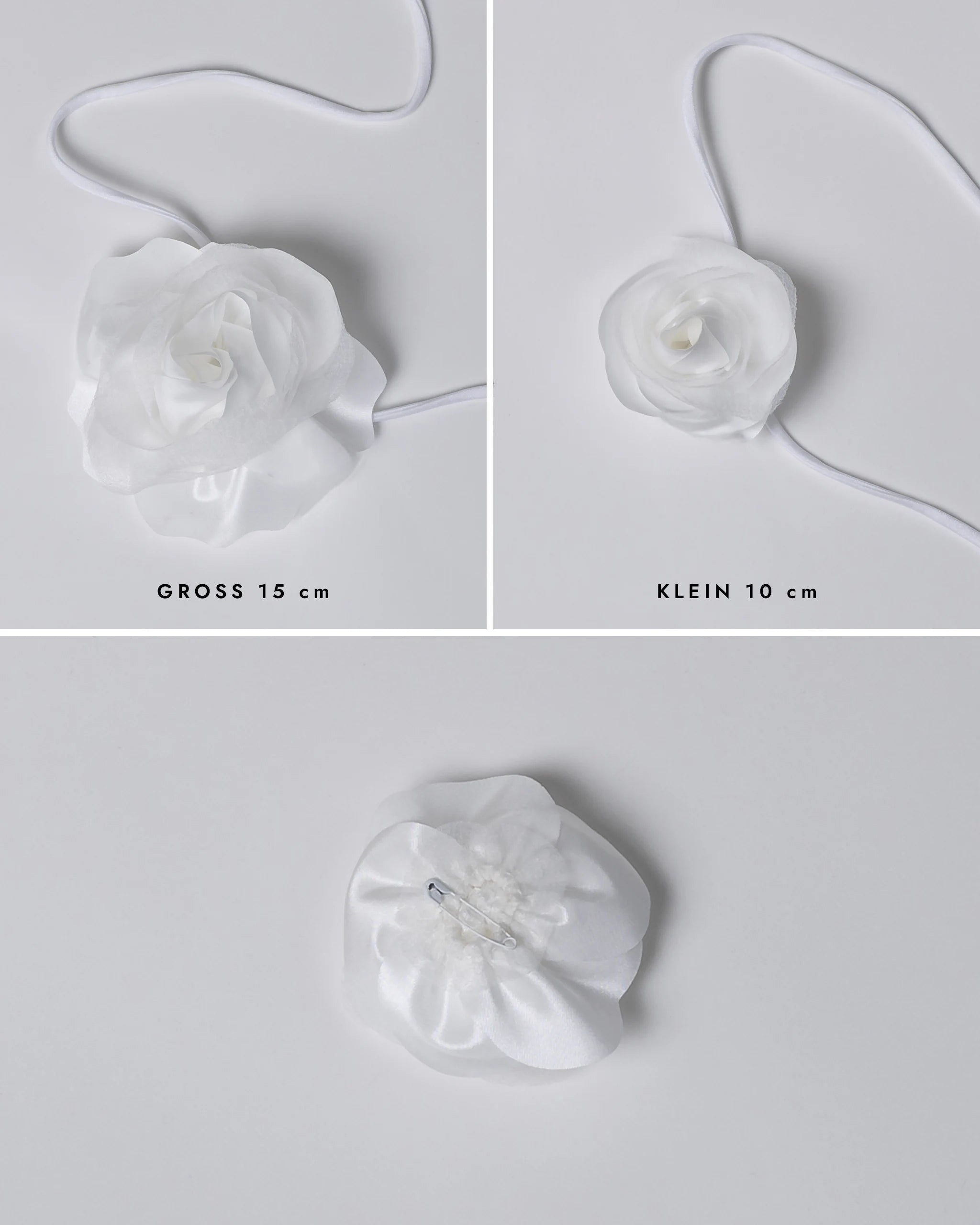 Braut Blumenbrosche aus Organza Stoff Klein und Gross