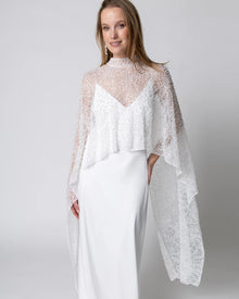 BRAUT PERLEN CAPE - ivory pearls - Perlenbesetztes Braut Cape mit Stehkragen