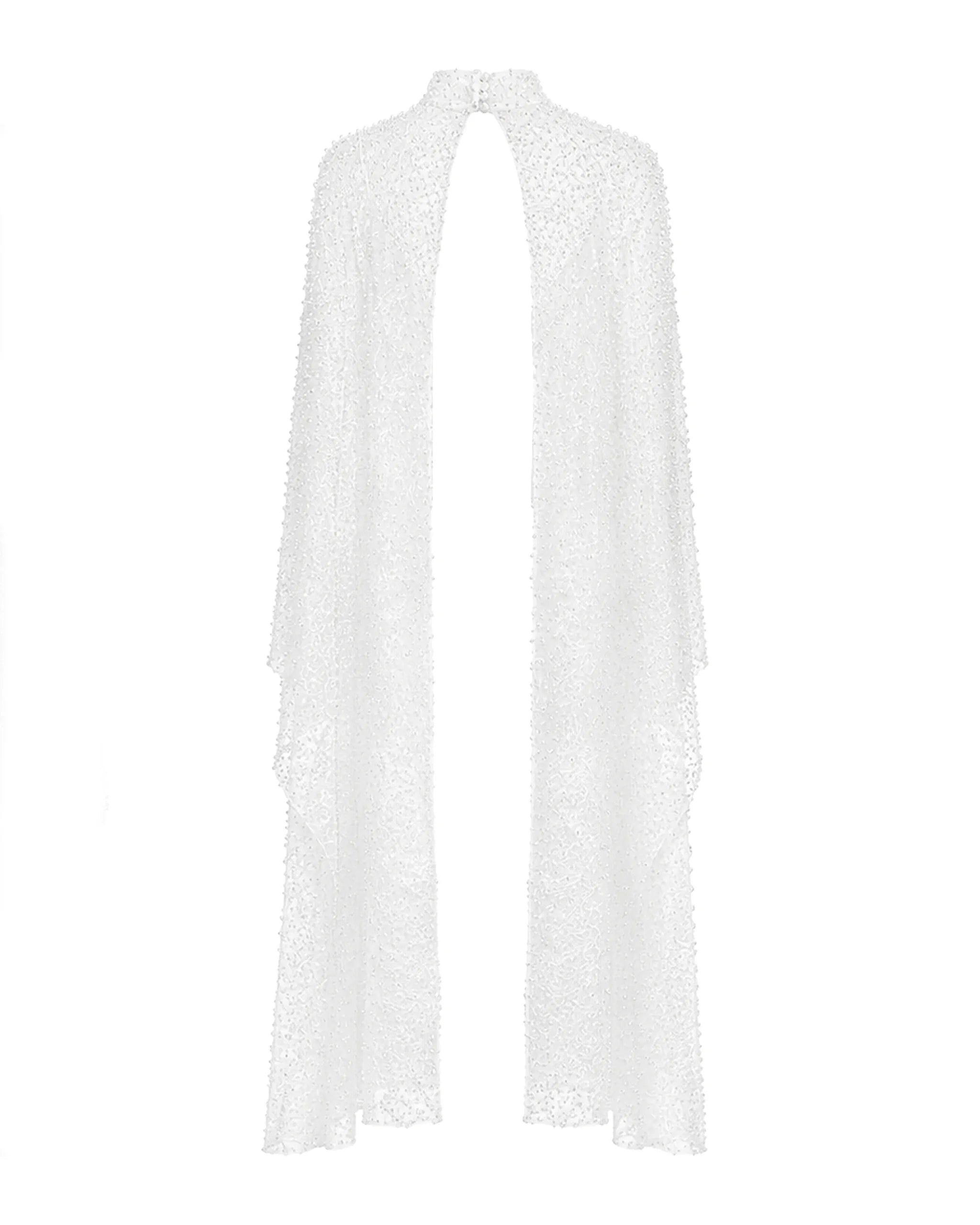 BRAUT PERLEN CAPE Perlenbesetztes Braut Cape mit Stehkragen Freisteller hinten