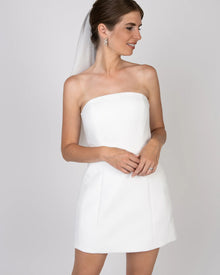 BALLOON DRESS - Ivory Twill - Kurzes Off-Shoulder Brautkleid