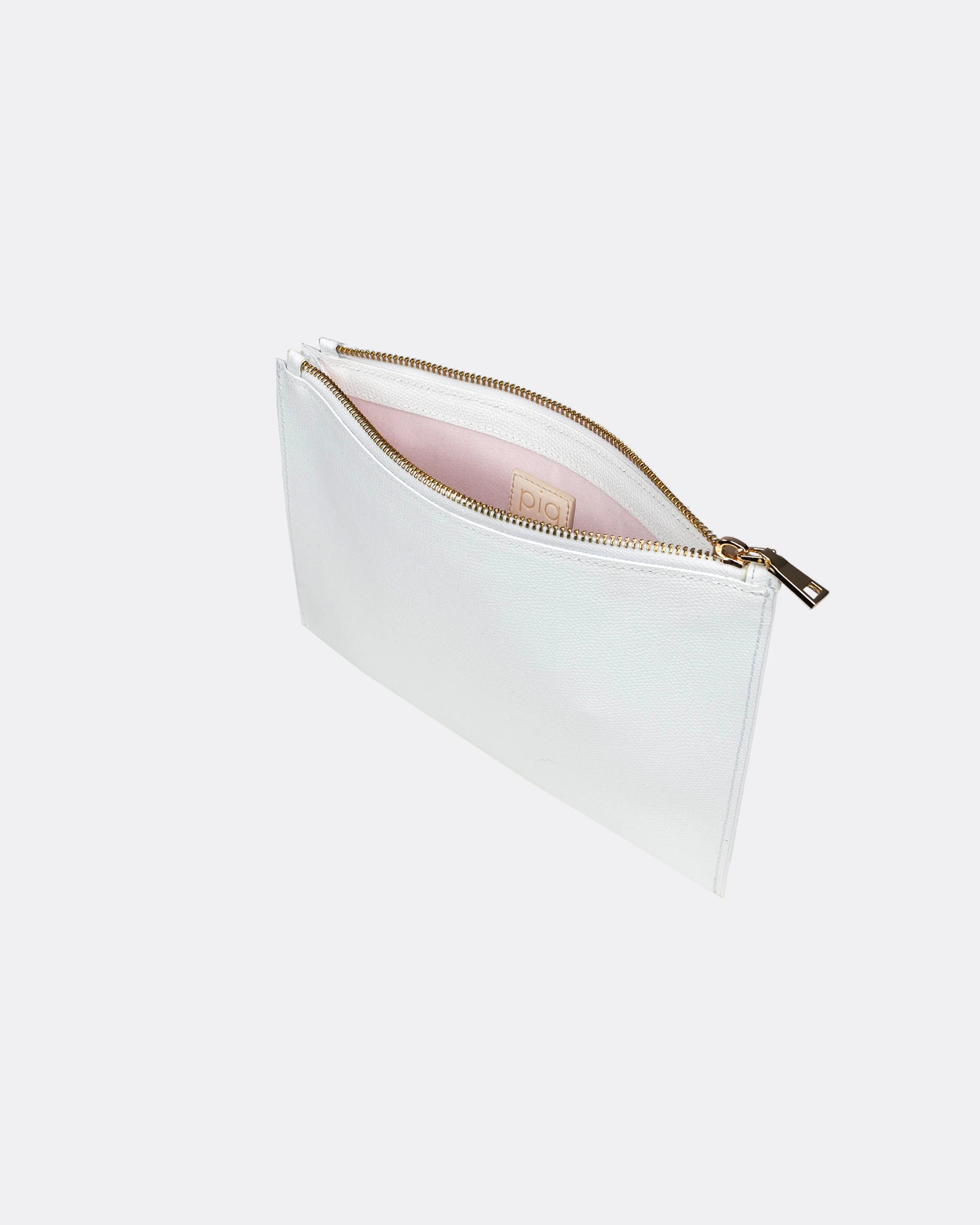 Braut Clutch aus Leder in Ivory Ansicht seitlich offen