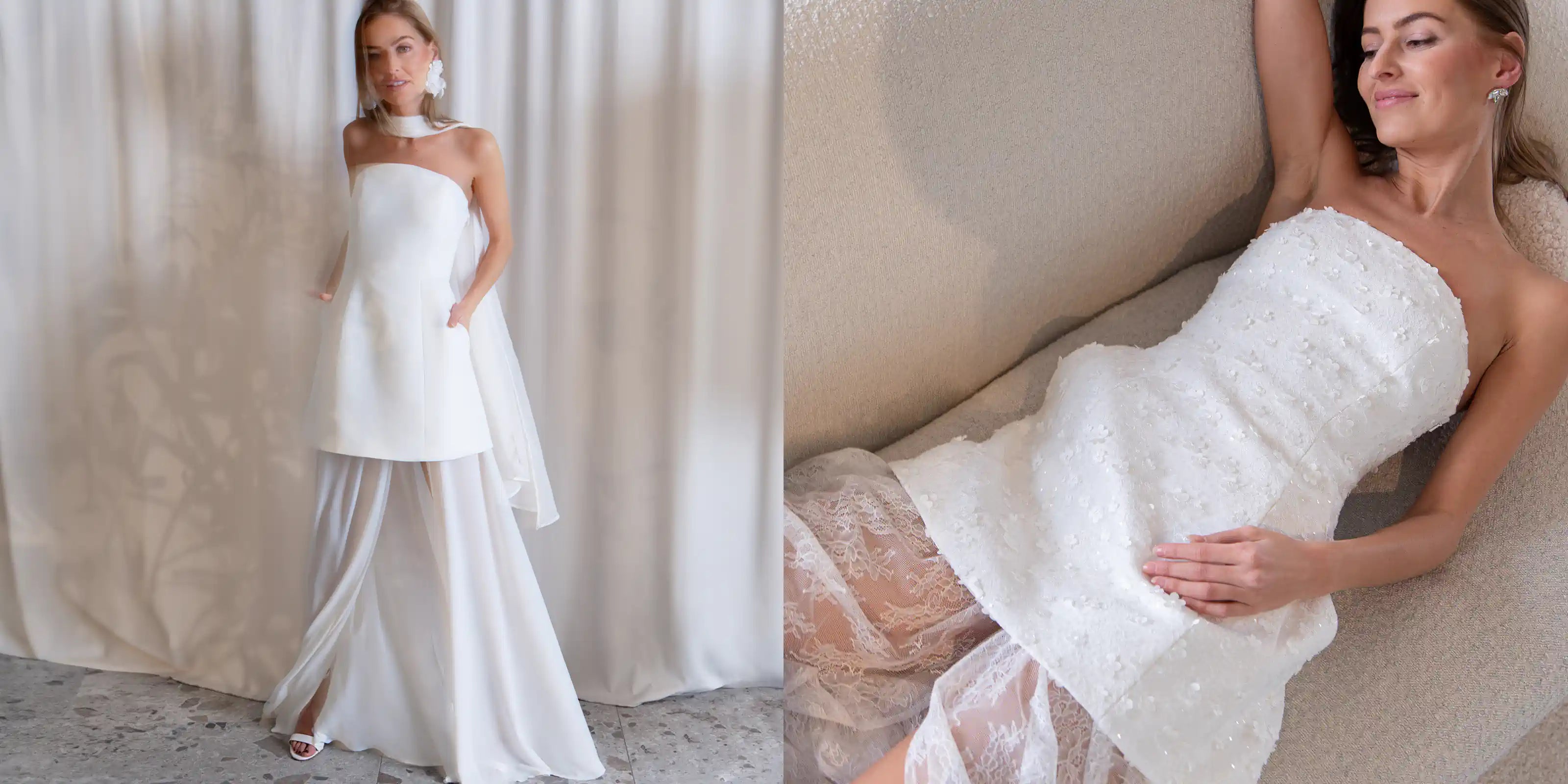 Moderne Braut Zweiteiler und schlichte Hochzeitskleider aus Zürich