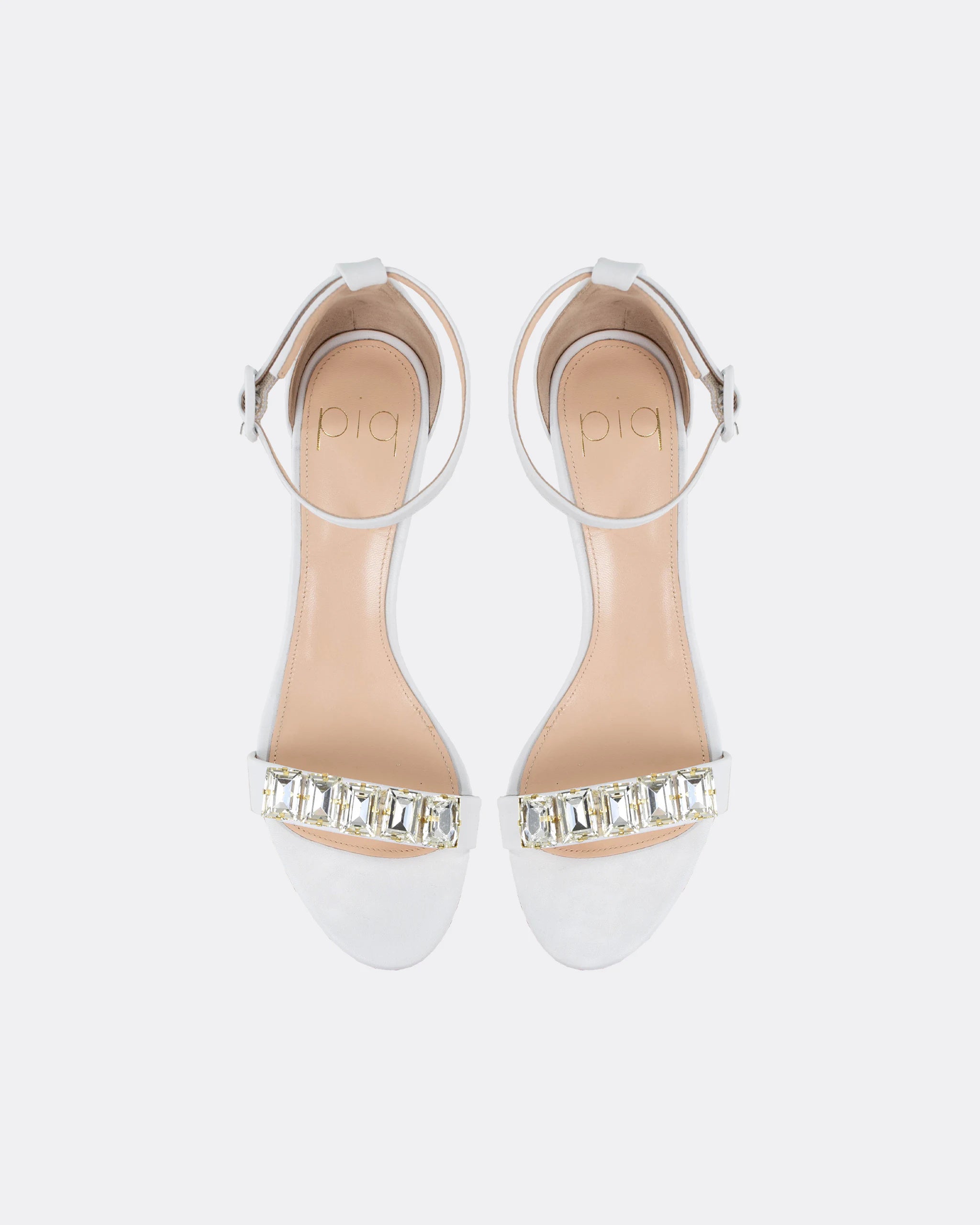 Sandalen mit 5cm Blockabsatz und Kristallen in Ivory Ansicht oben