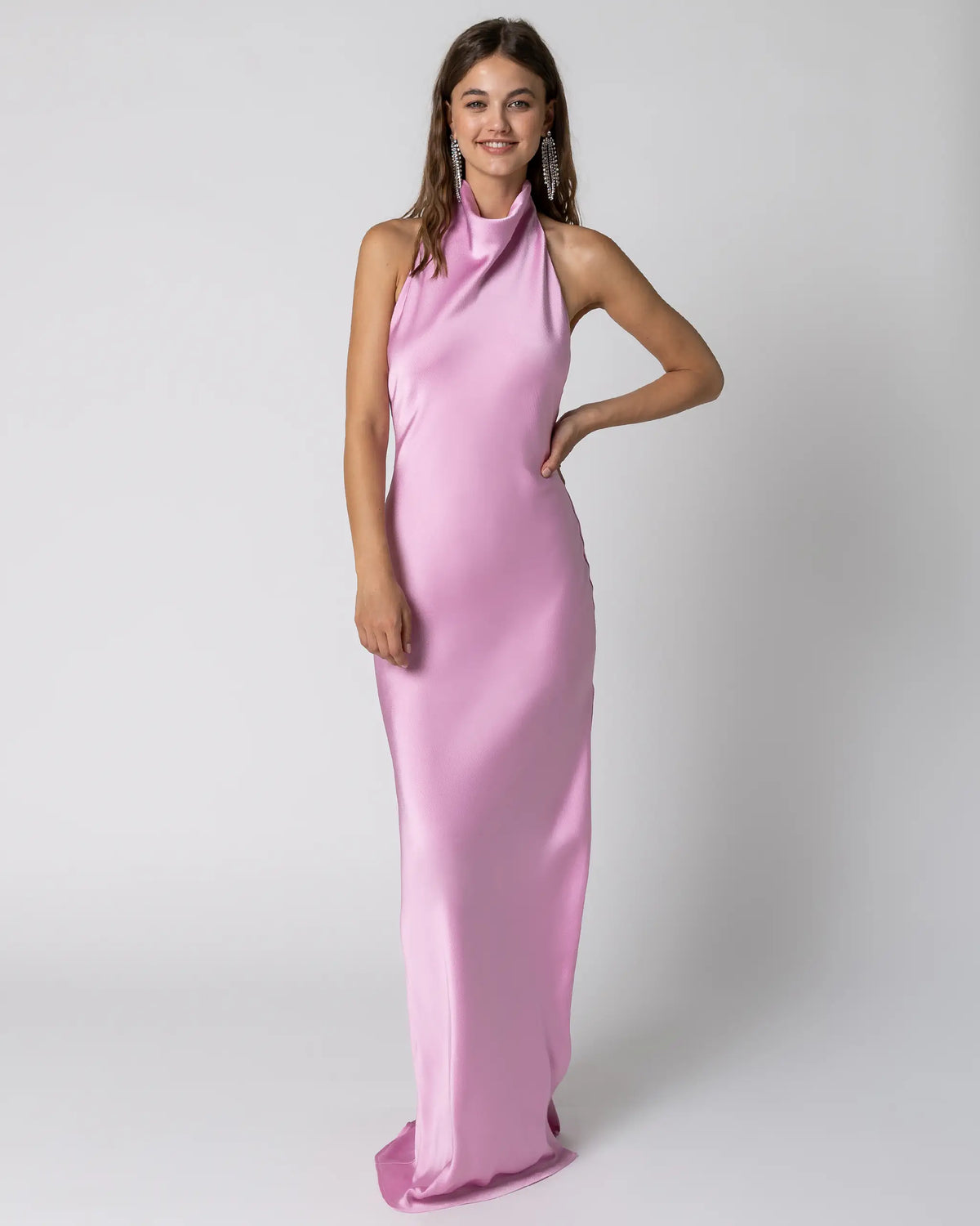 Neckholder Abendkleid in Pink - Ansicht vorne