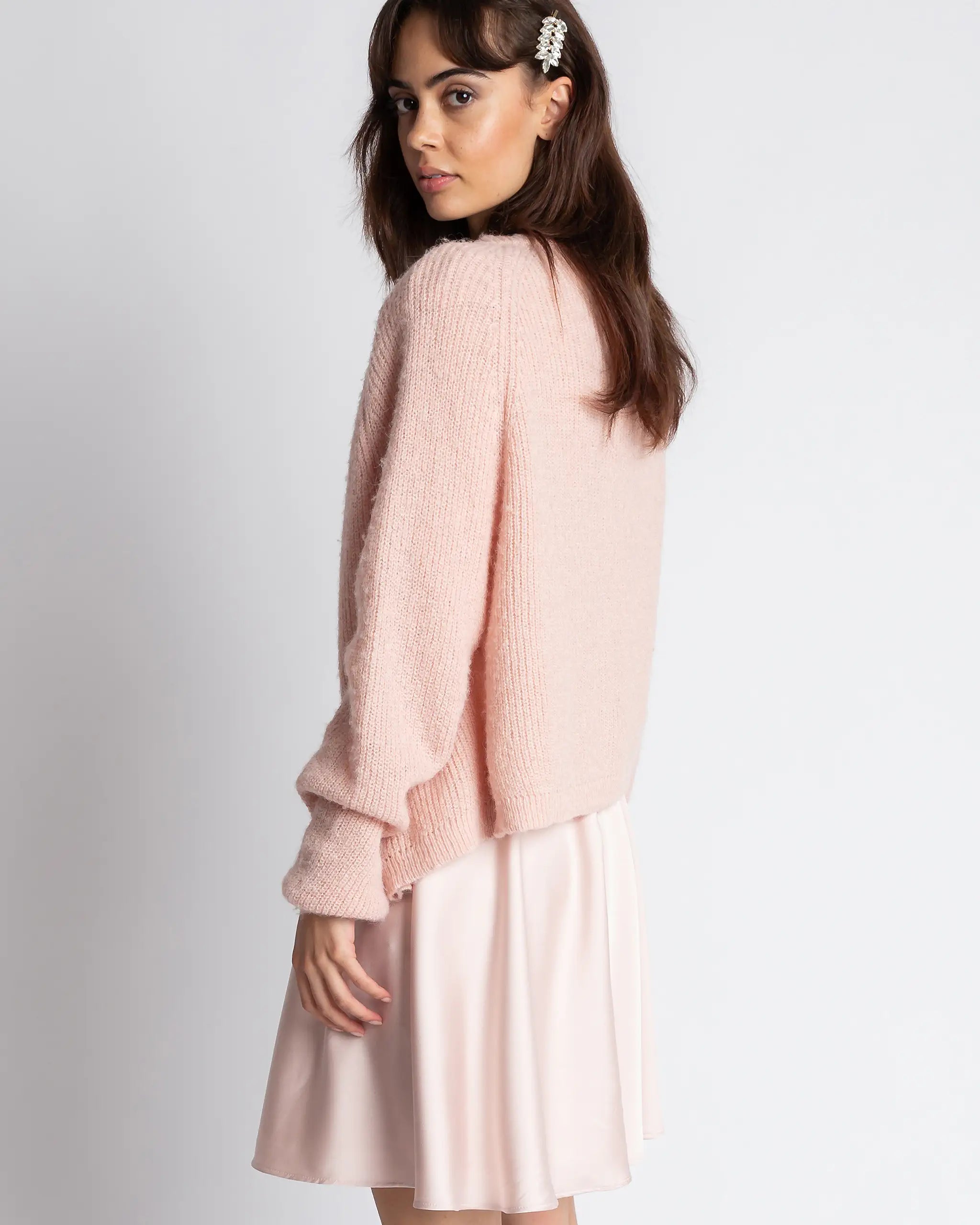 Kurze Strickjacke rosa Ansicht Seite