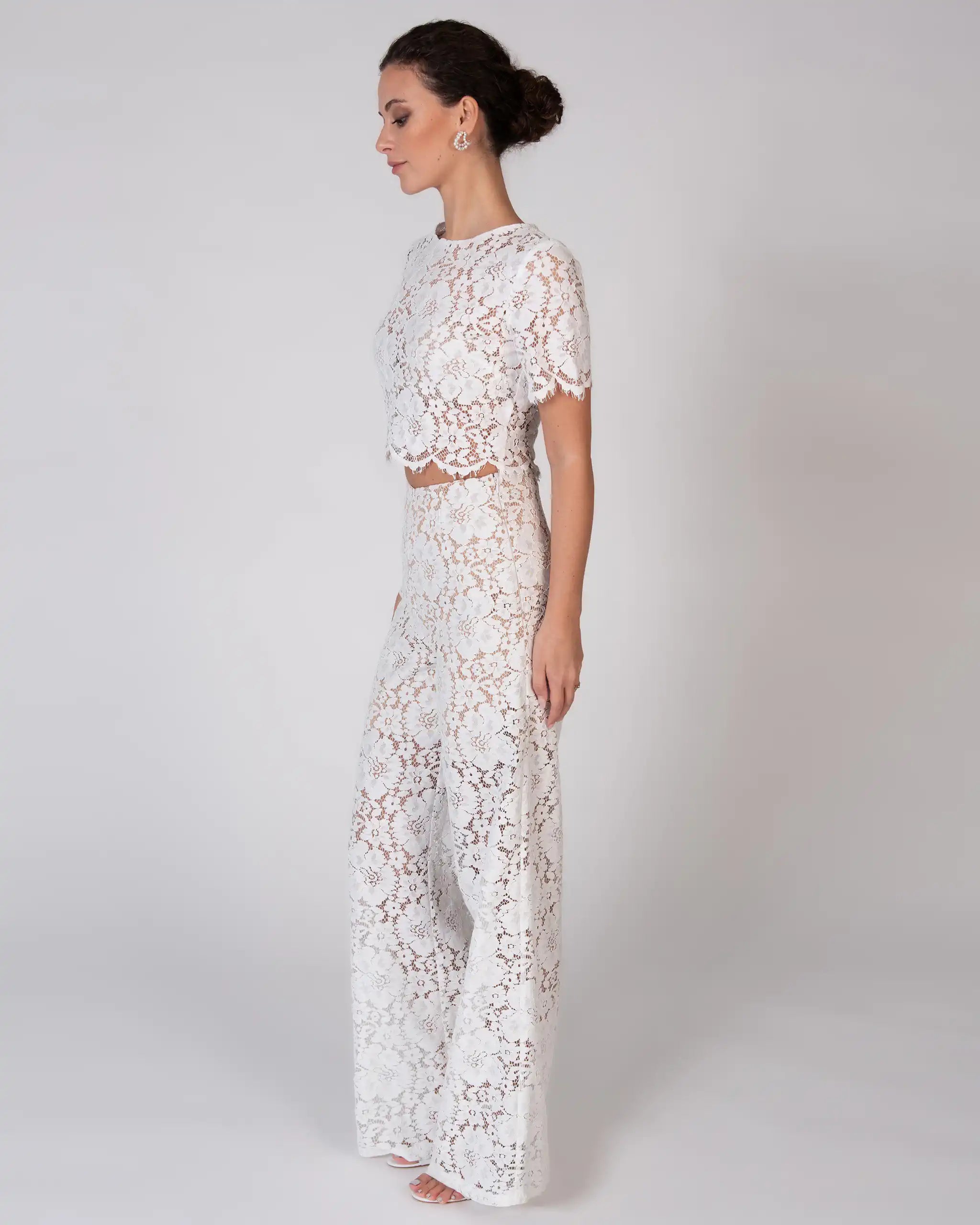 Braut Charlie Hose aus Vintage Spitze in ivory Ansicht Seite