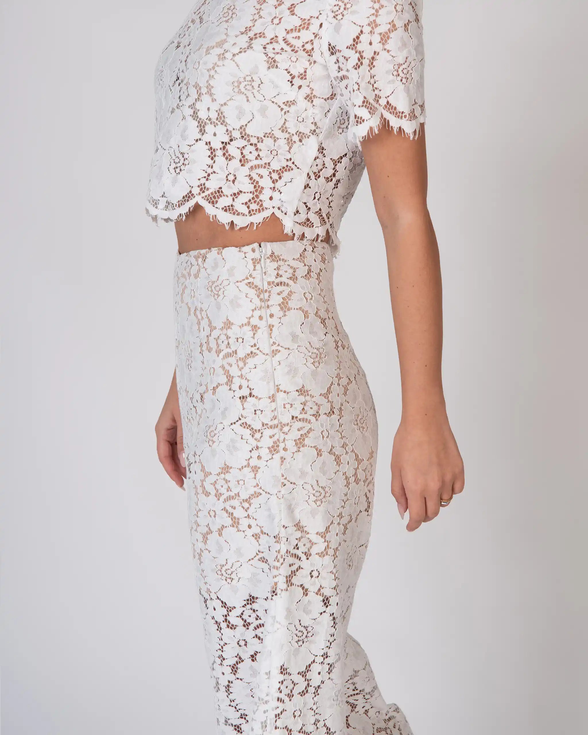 Braut Charlie Hose aus Vintage Spitze in ivory Detailansicht Bund