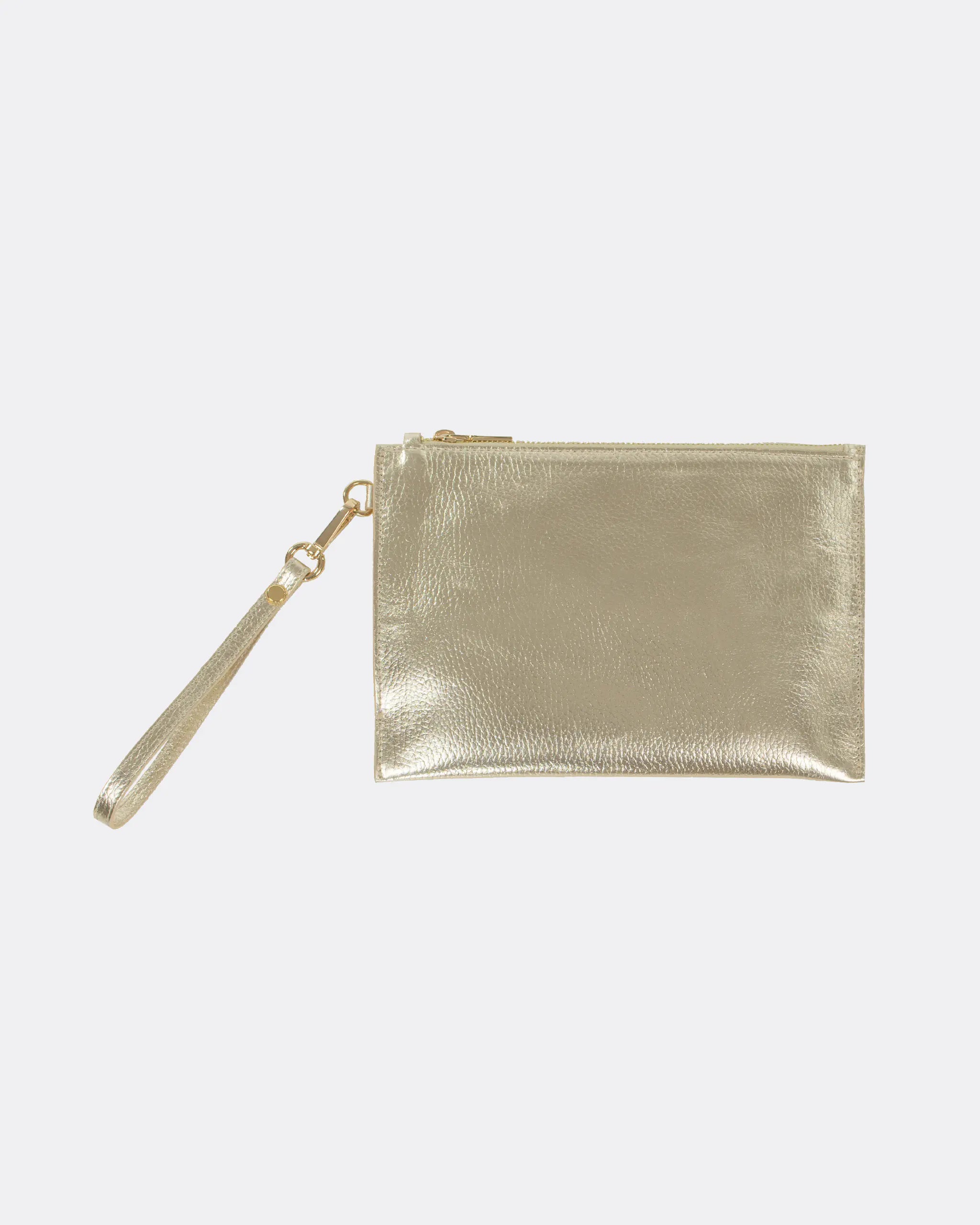 Clutch aus Leder Gold Metallic Freisteller