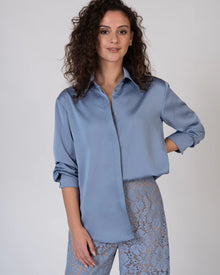 EVA - Langarm Satin Bluse