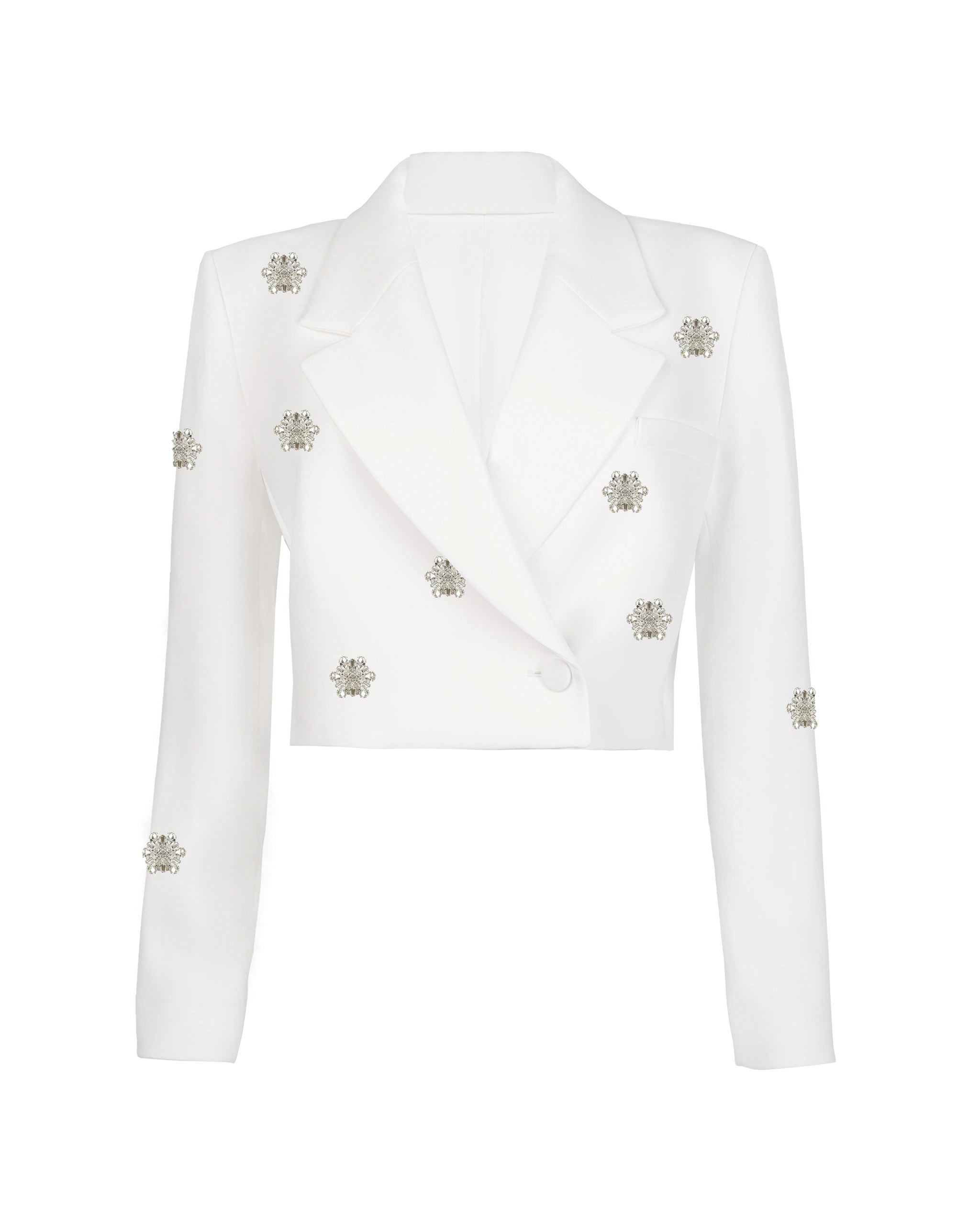 Kurzer Braut Blazer mit Kristallen verziert Freisteller vorne