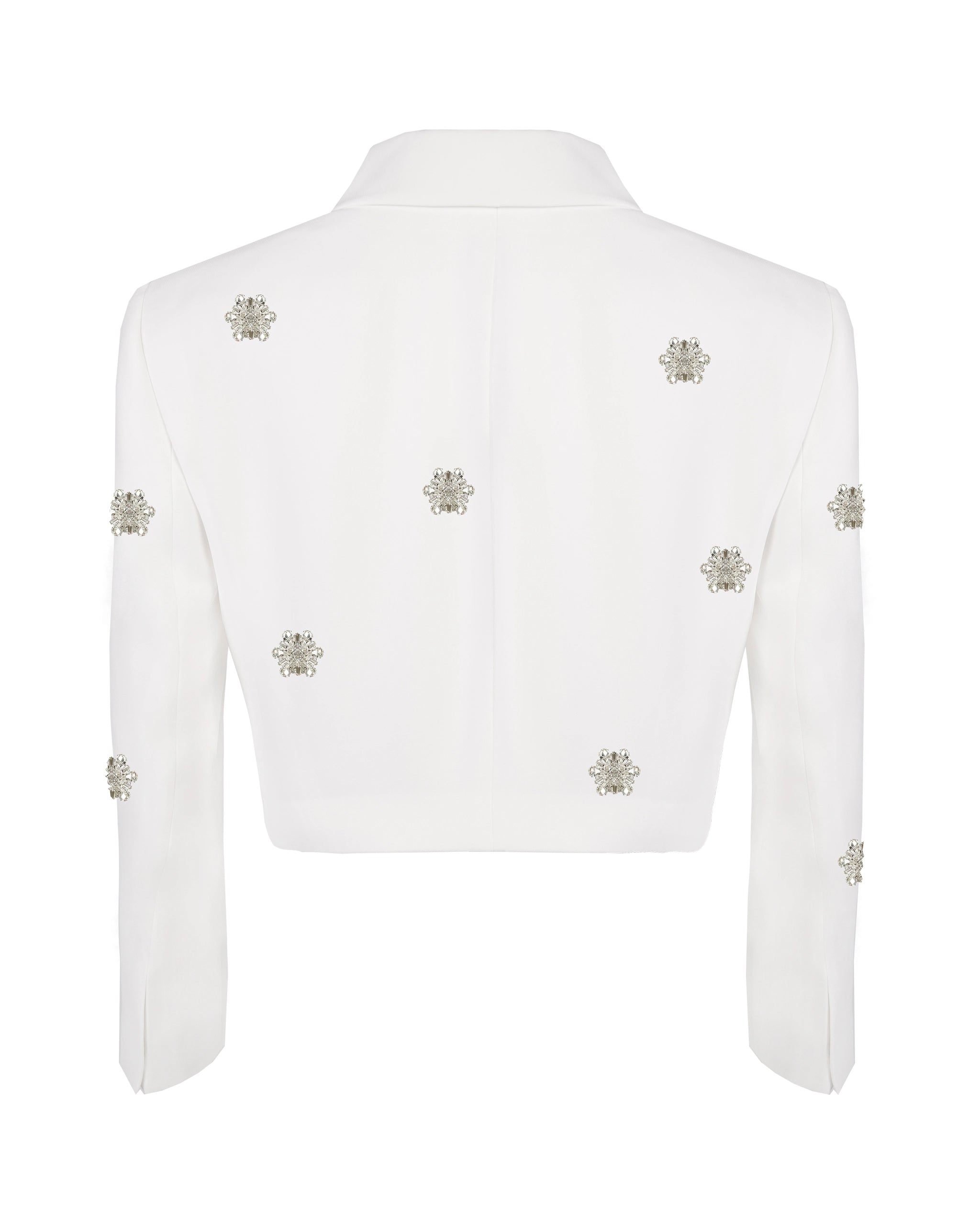 Kurzer Braut Blazer mit Kristallen verziert Freisteller hinten