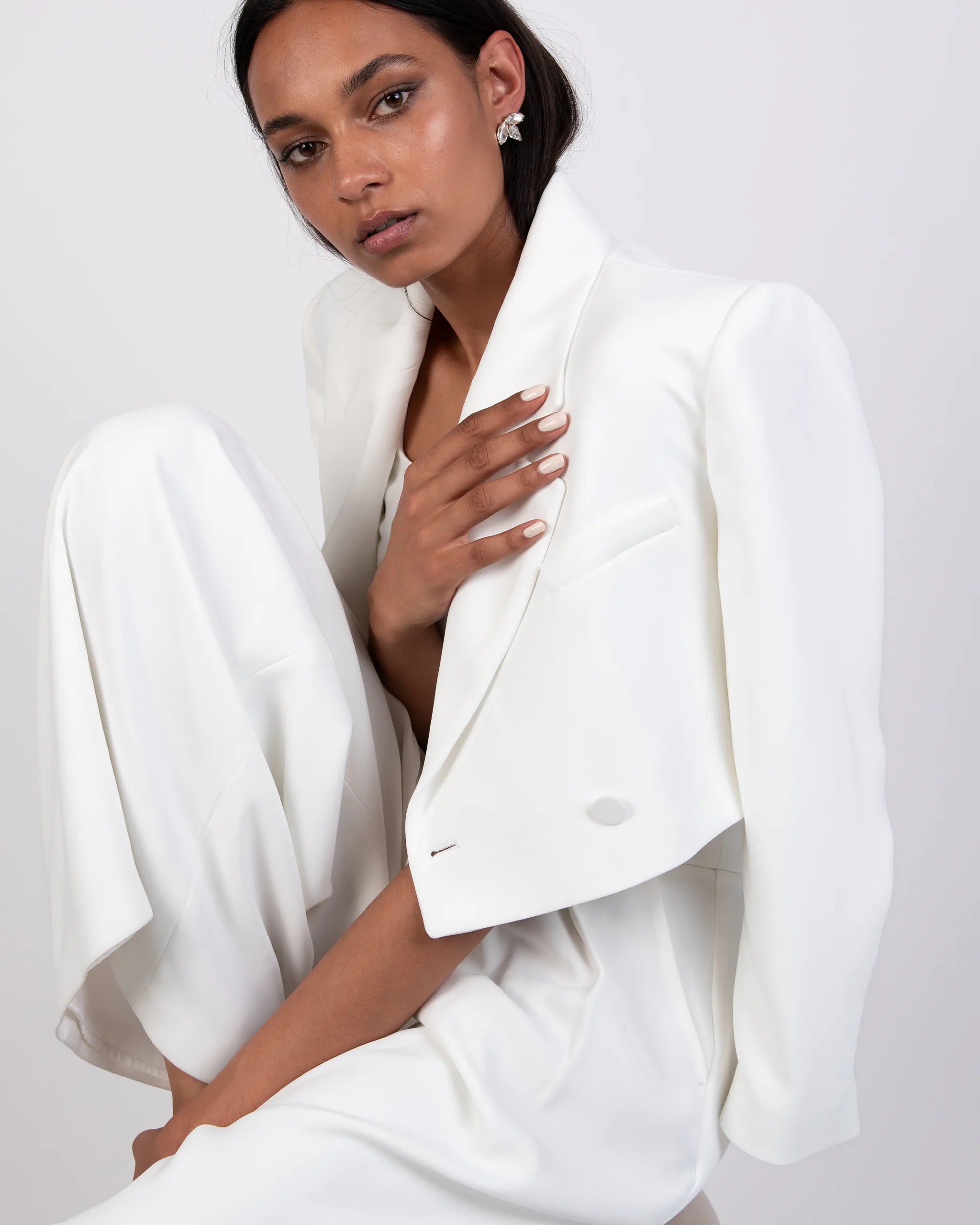 Kurzer Braut Blazer in Ivory Ansicht seitlich