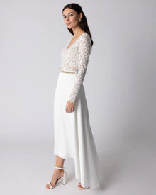 LAURA - Ivory - High-Low Satin Brautrock
