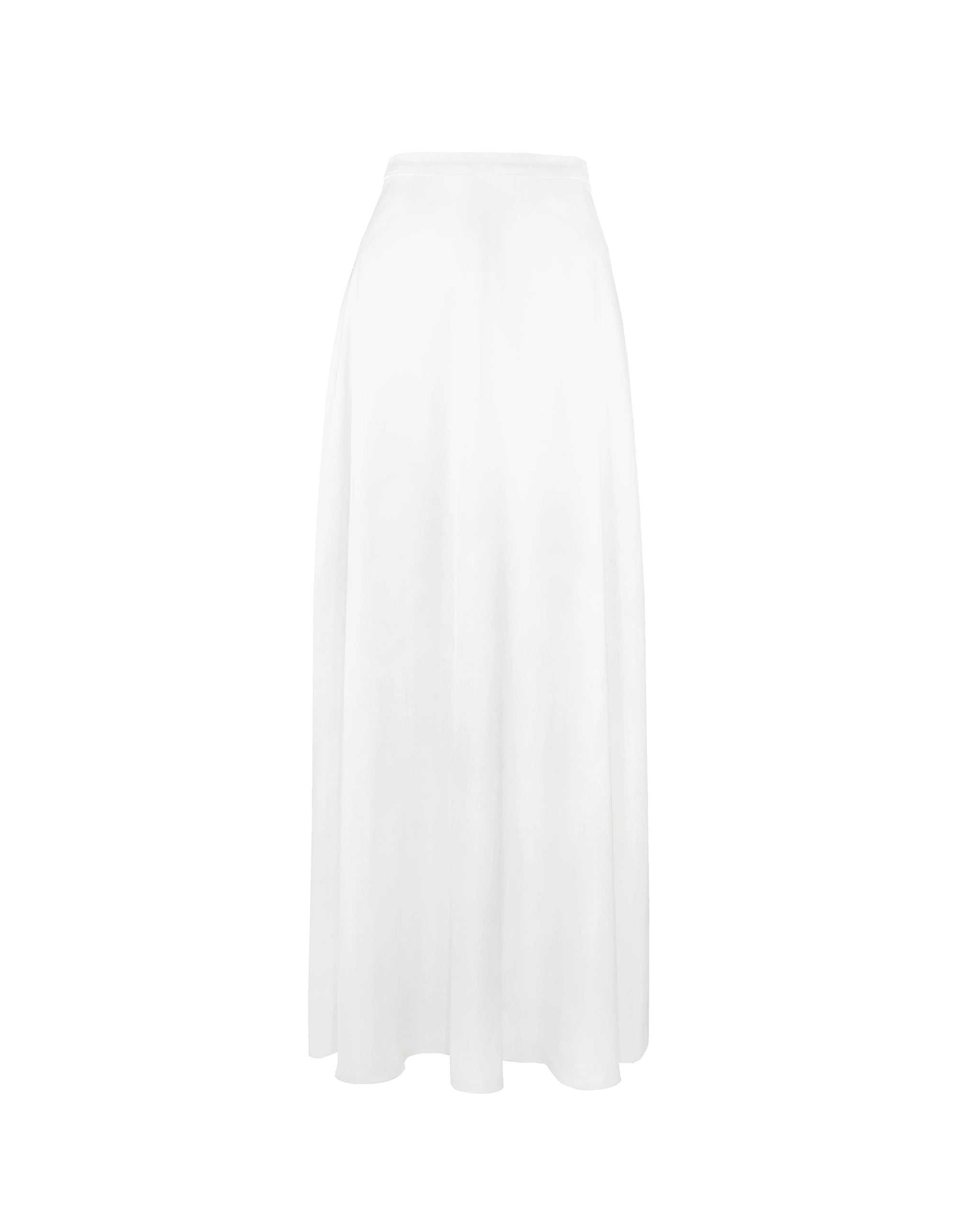 Bodenlanger Braut Satinrock Freisteller vorne