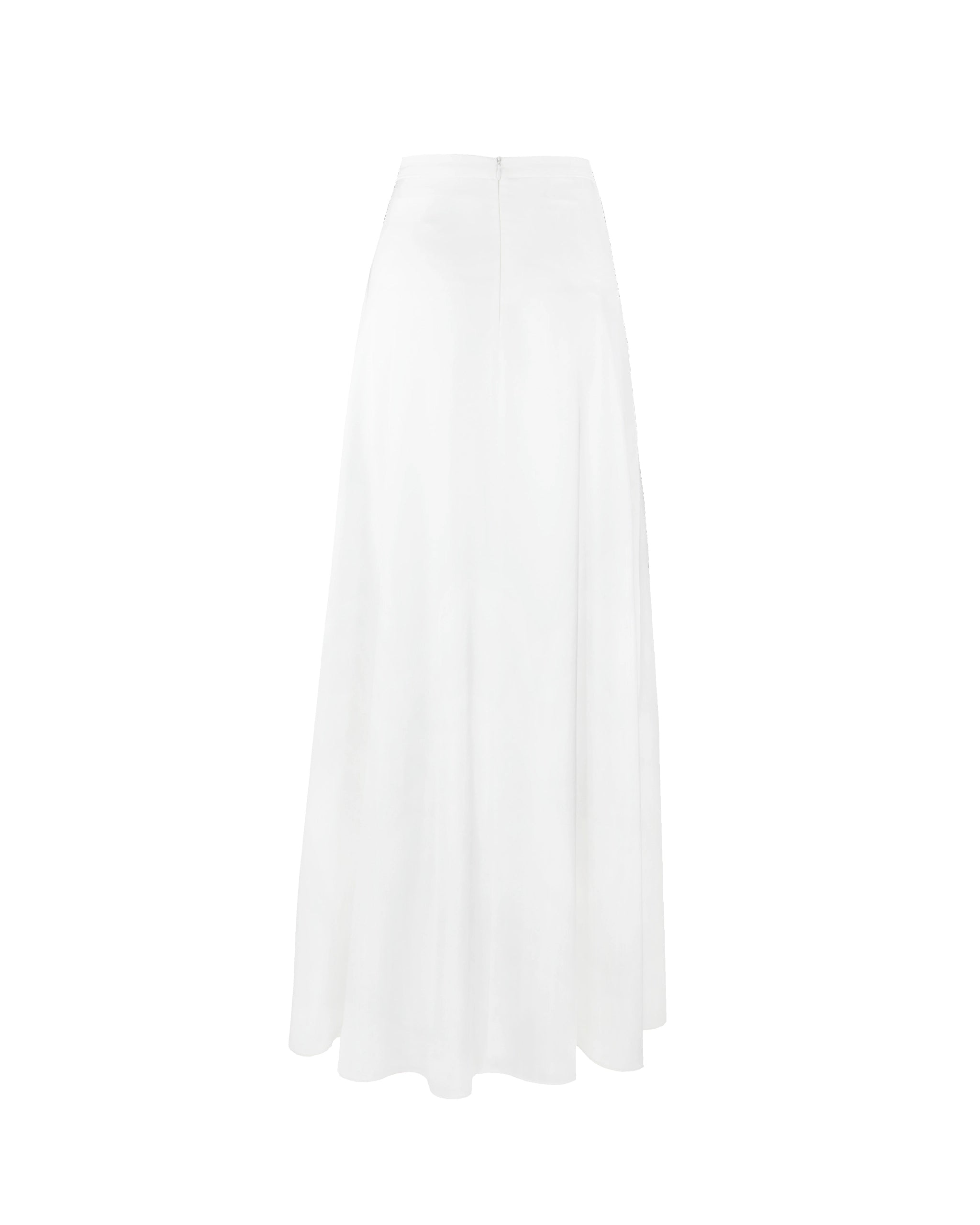 Bodenlanger Braut Satinrock Freisteller hinten