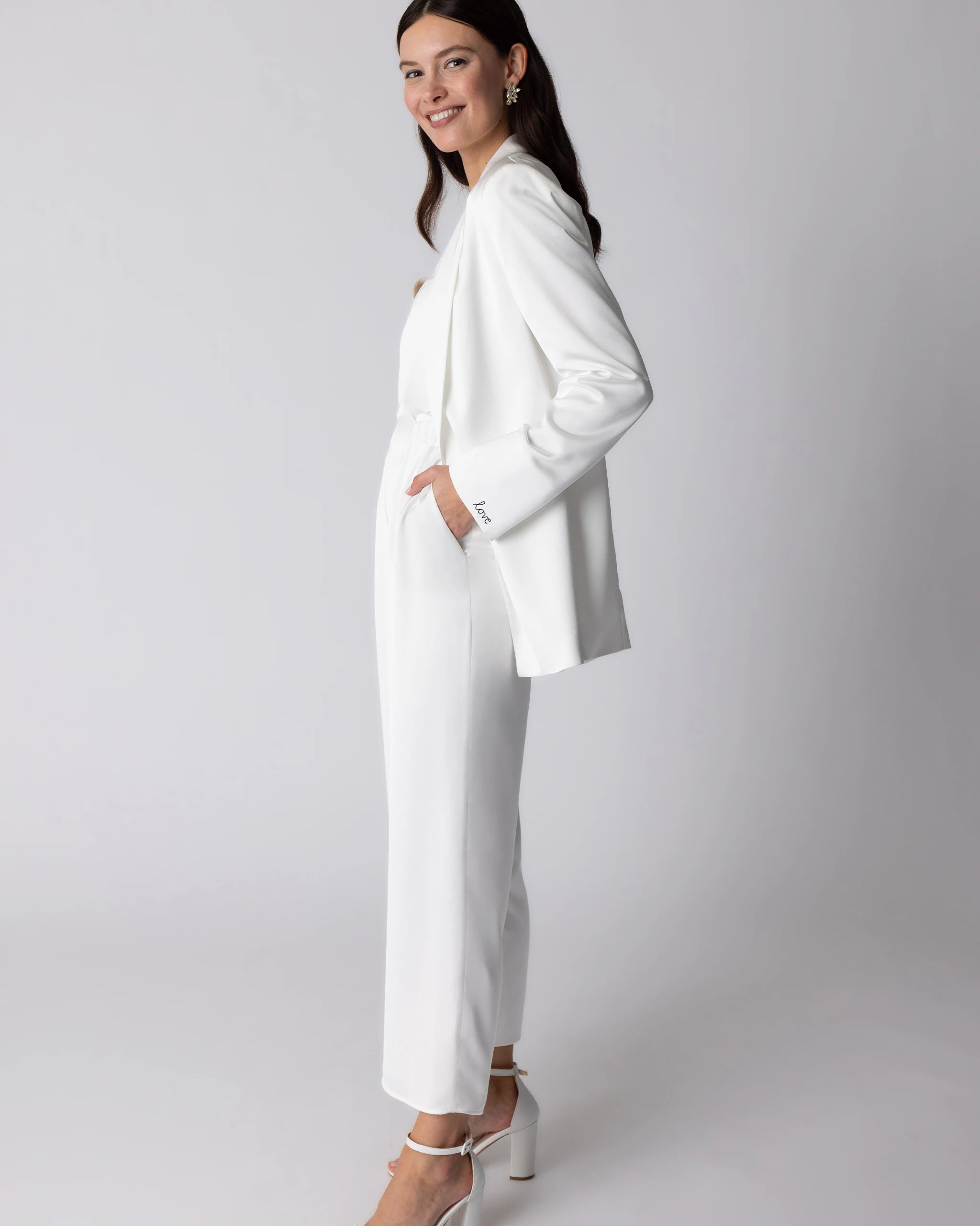 Brauthose Culotte aus Satin in ivory Ansicht Seite