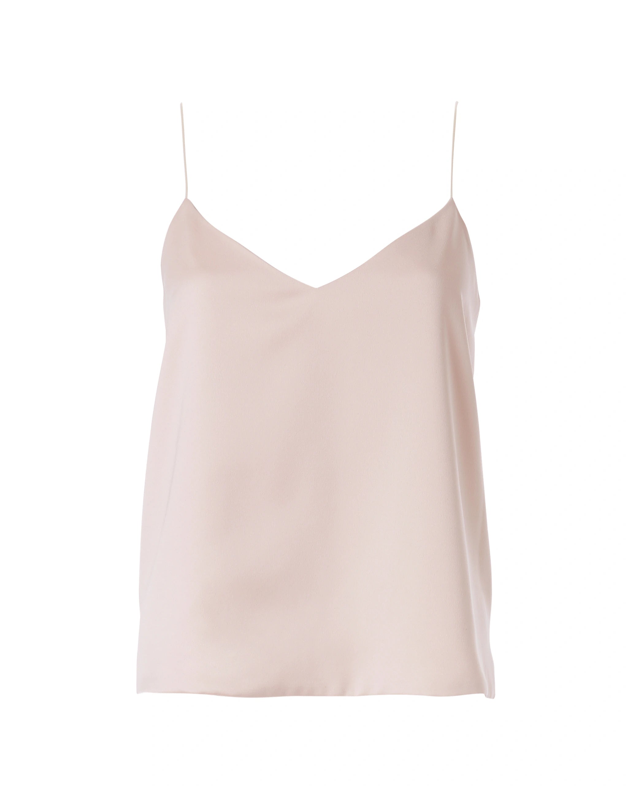 Satintop mit Spaghettiträger und V-Ausschnitt in rosa Freisteller vorne