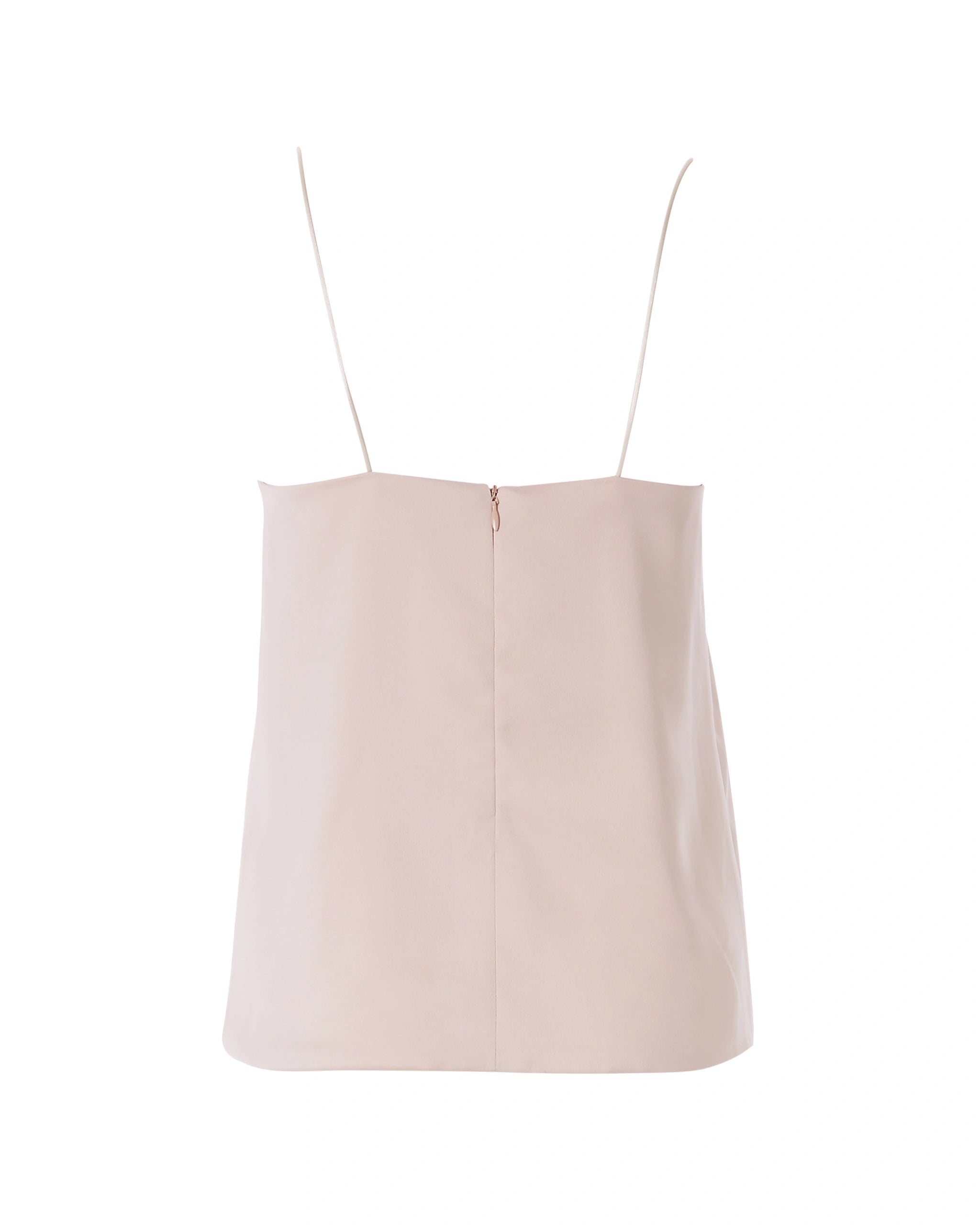 Satintop mit Spaghettiträger und V-Ausschnitt in rosa Freisteller hinten