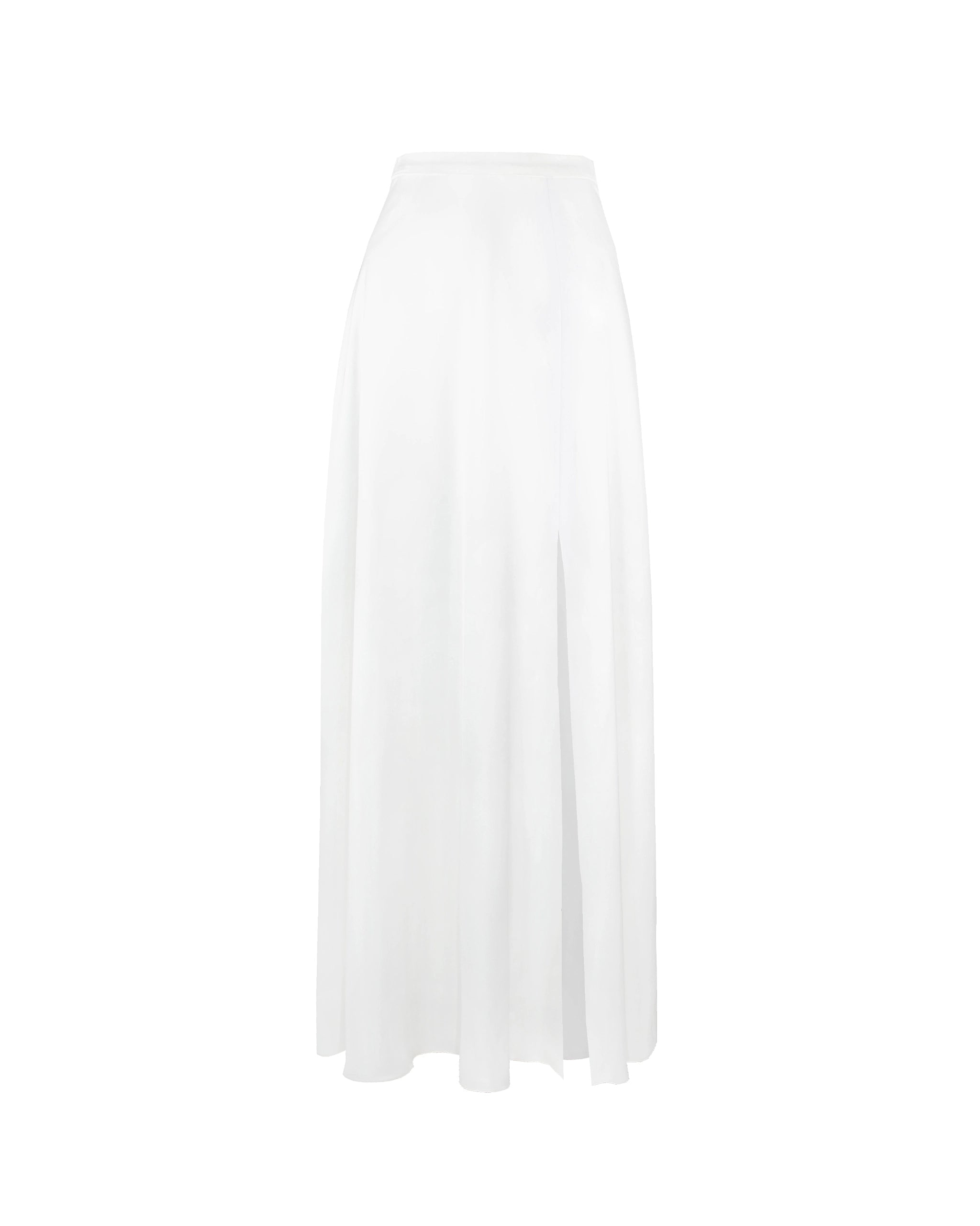 Bodenlanger Braut Satinrock mit Schlitz Freisteller vorne