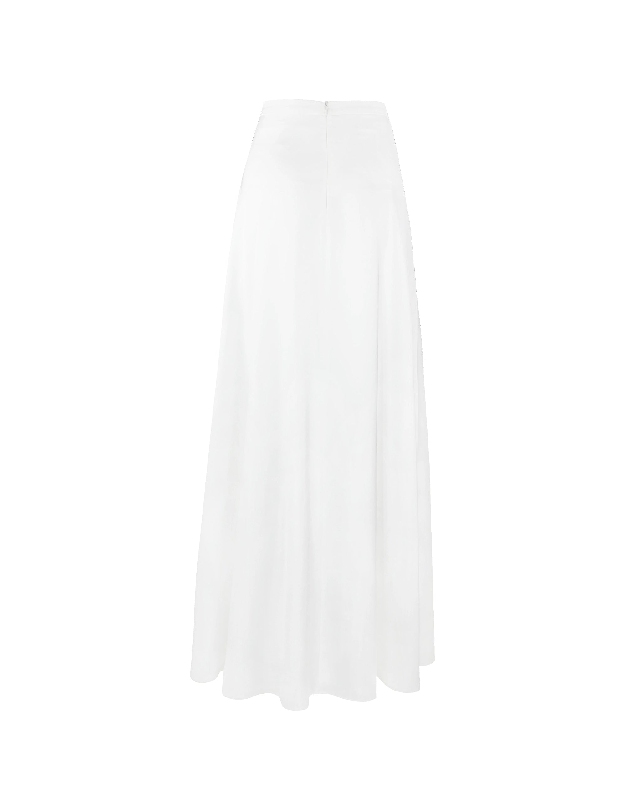 Bodenlanger Braut Satinrock mit Schlitz Freisteller hinten