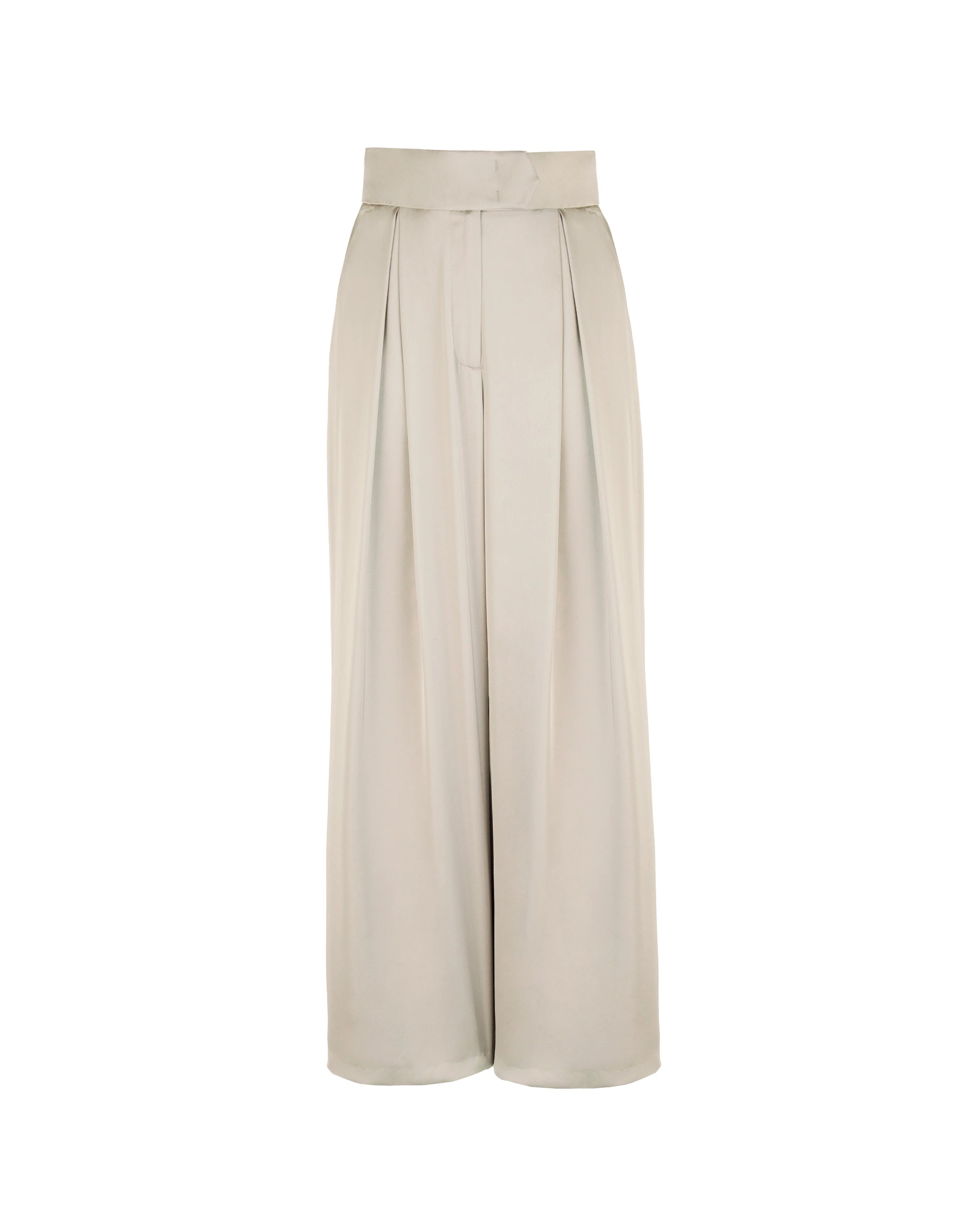 Marlene Hose aus elegantem Satin in champagne Freisteller vorne