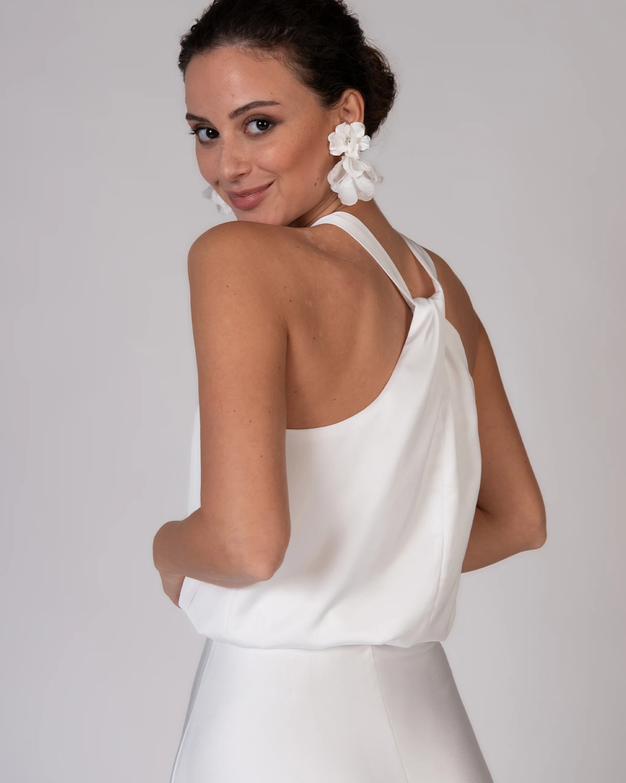 Braut Neckholder Top in Ivory Ansicht hinten