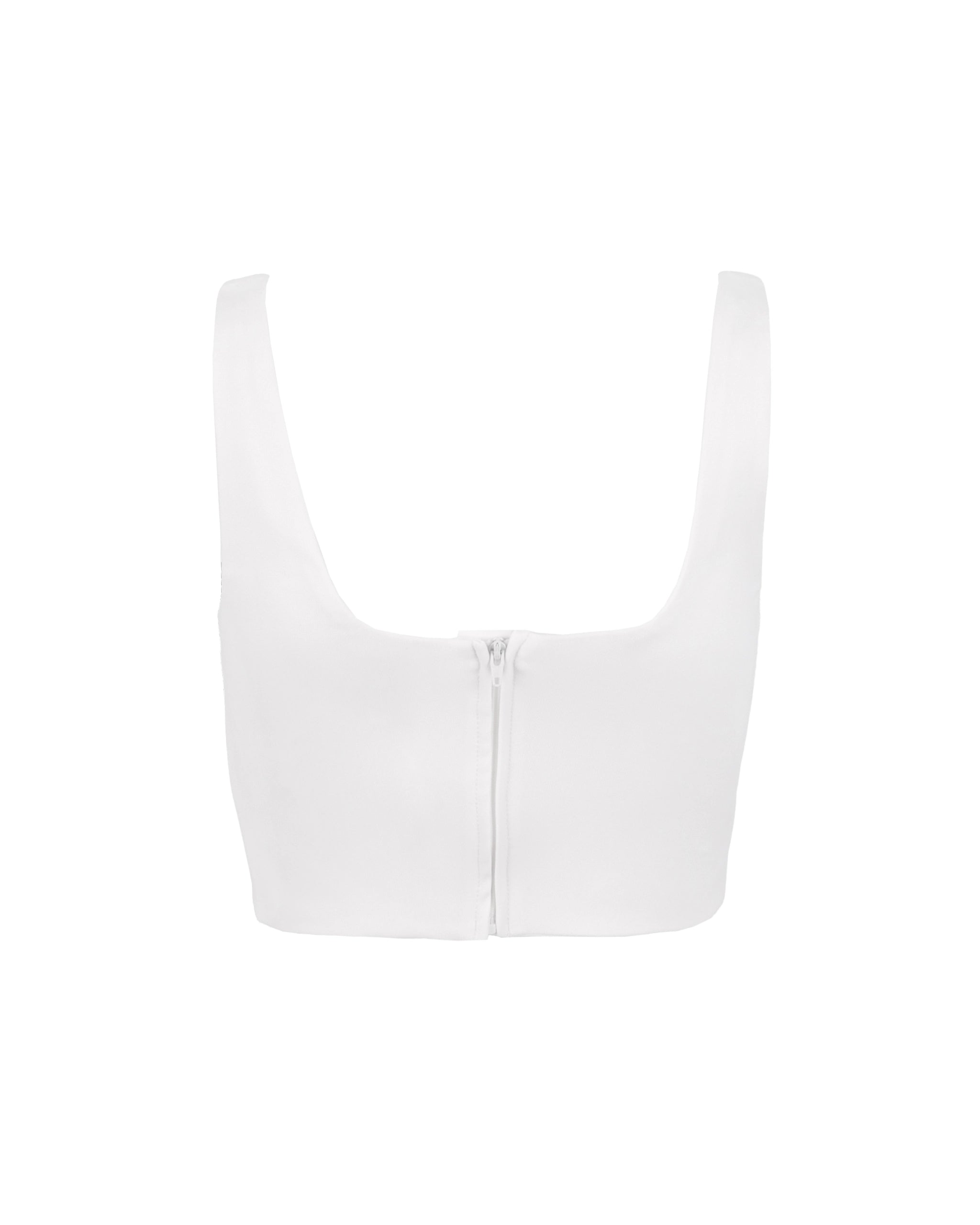 Braut Crop Top mit Karree-Ausschnitt aus Twill Freisteller hinten