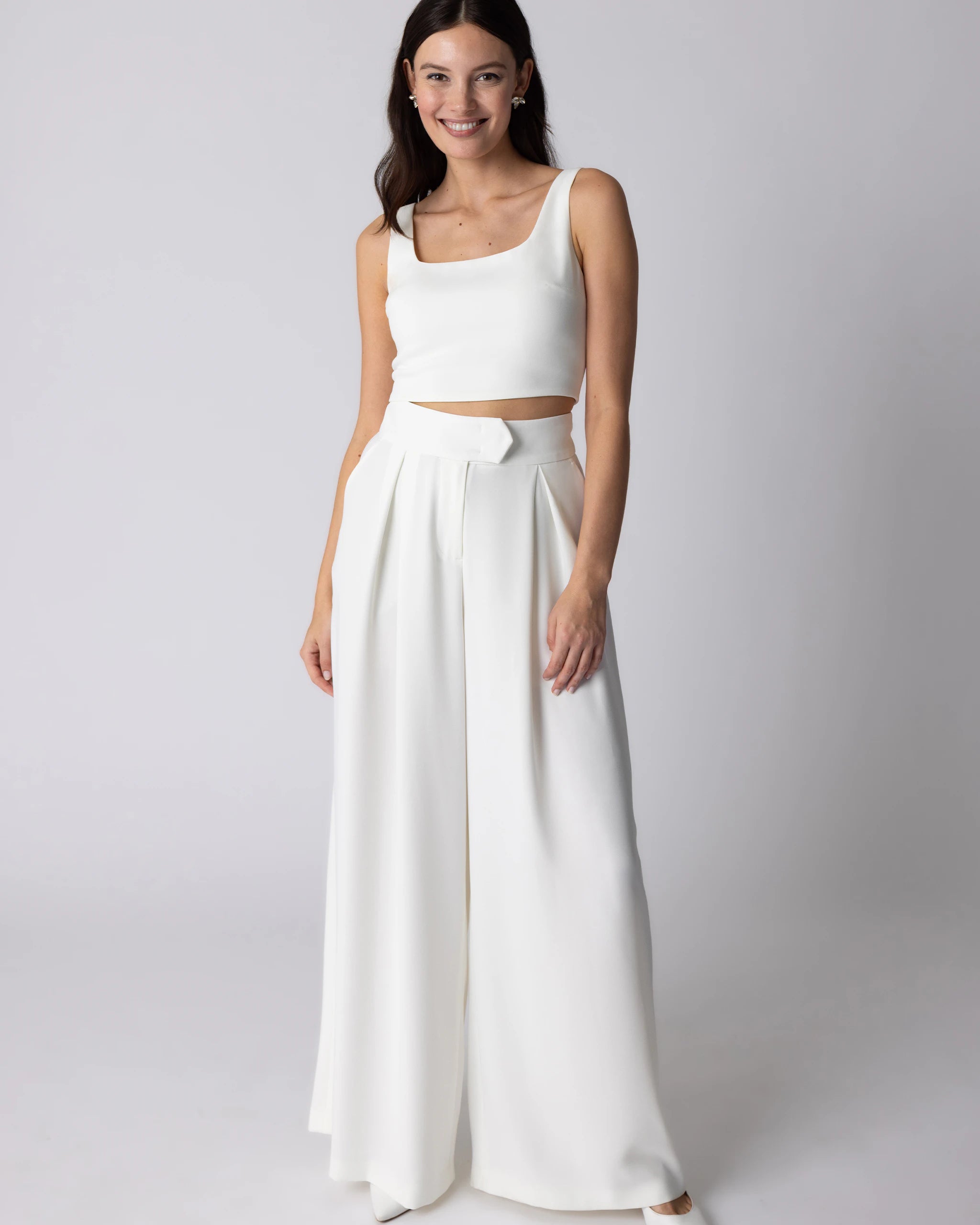 Braut Crop Top mit Karree-Ausschnitt aus Twill Ansicht vorne