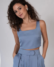 NORA - Satin Crop Top mit Karree-Ausschnitt