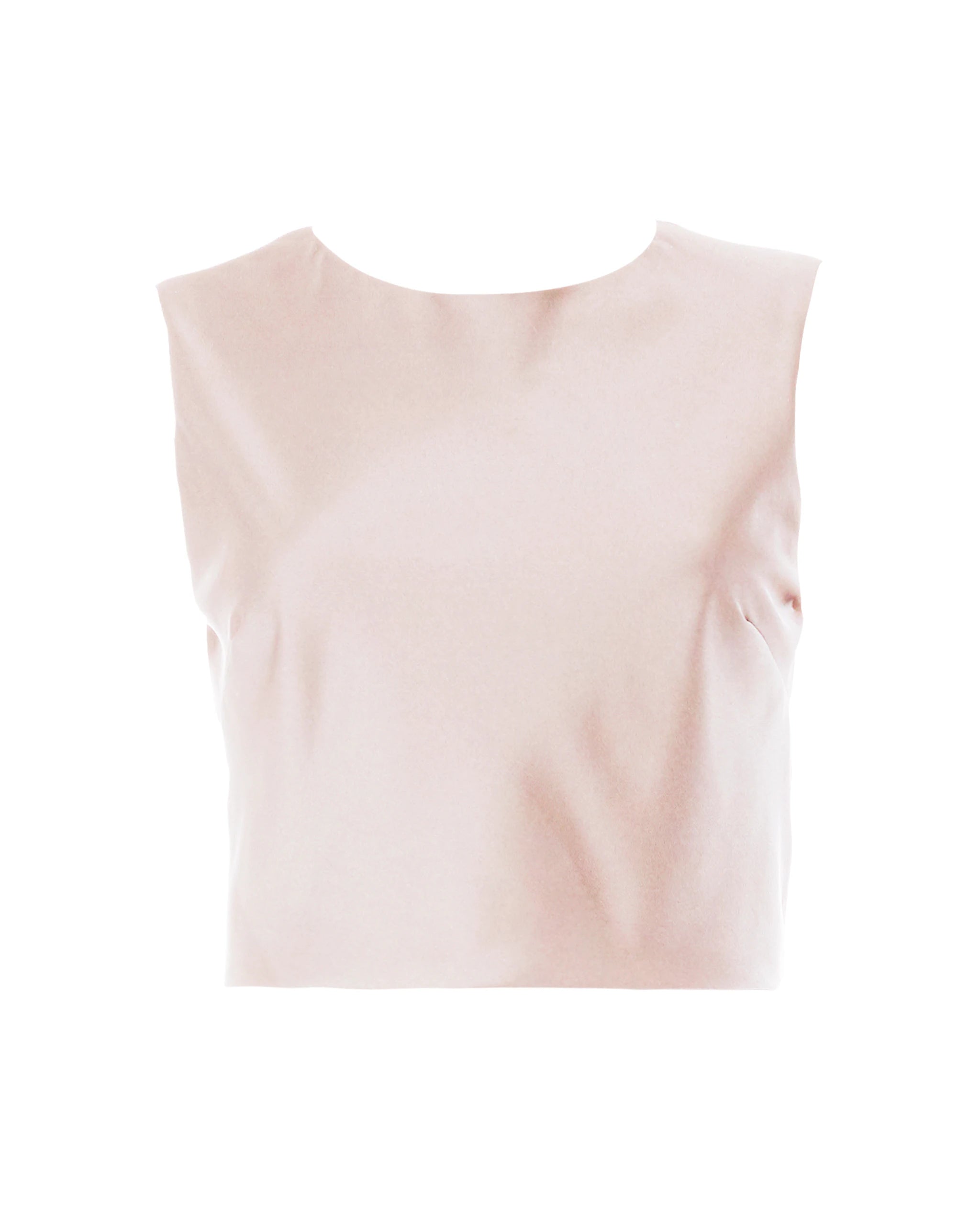 Ärmelloses Crop Top mit rundhals Ausschnitt in rosa Freisteller vorne