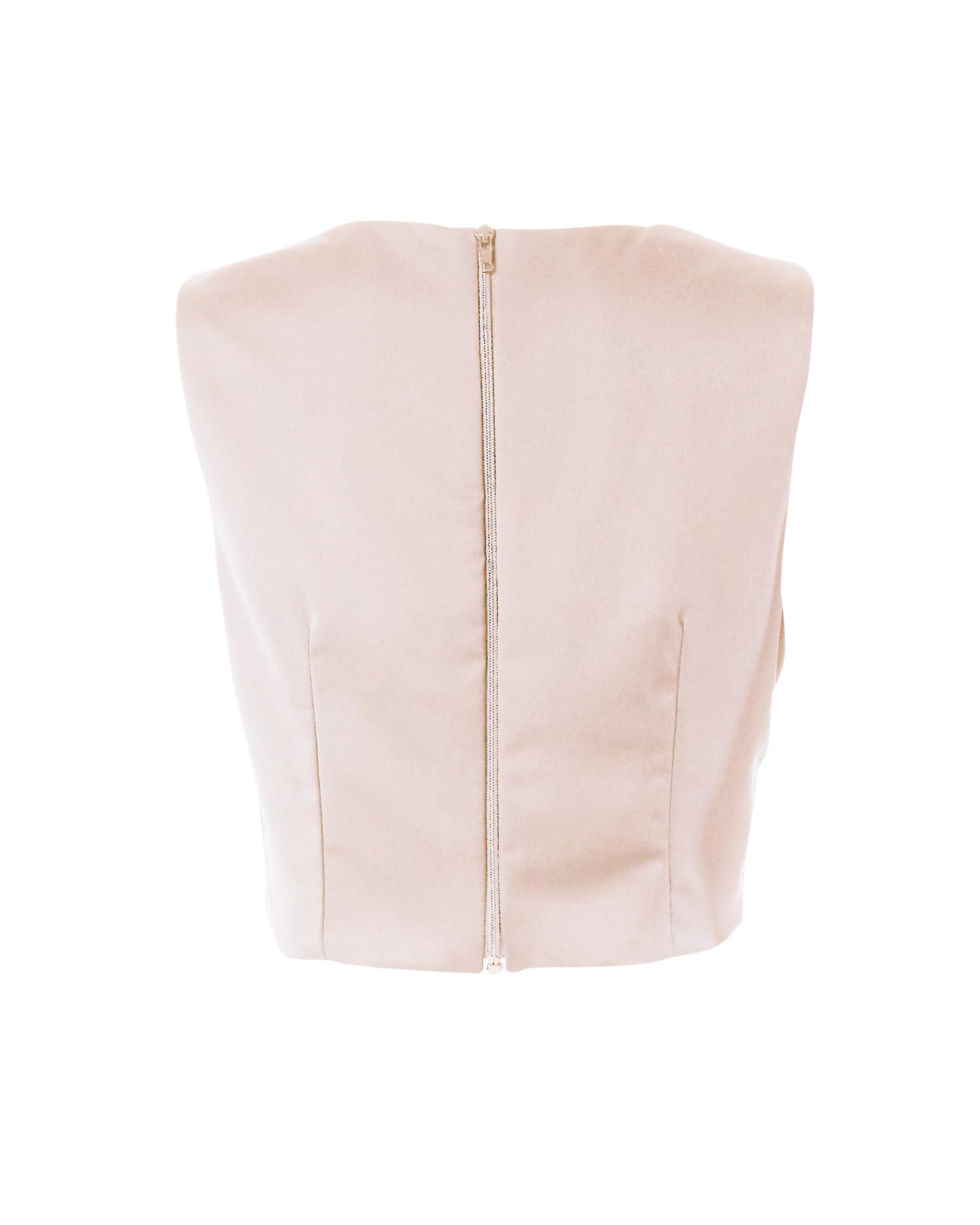 Ärmelloses Crop Top mit rundhals Ausschnitt in rosa Freisteller hinten